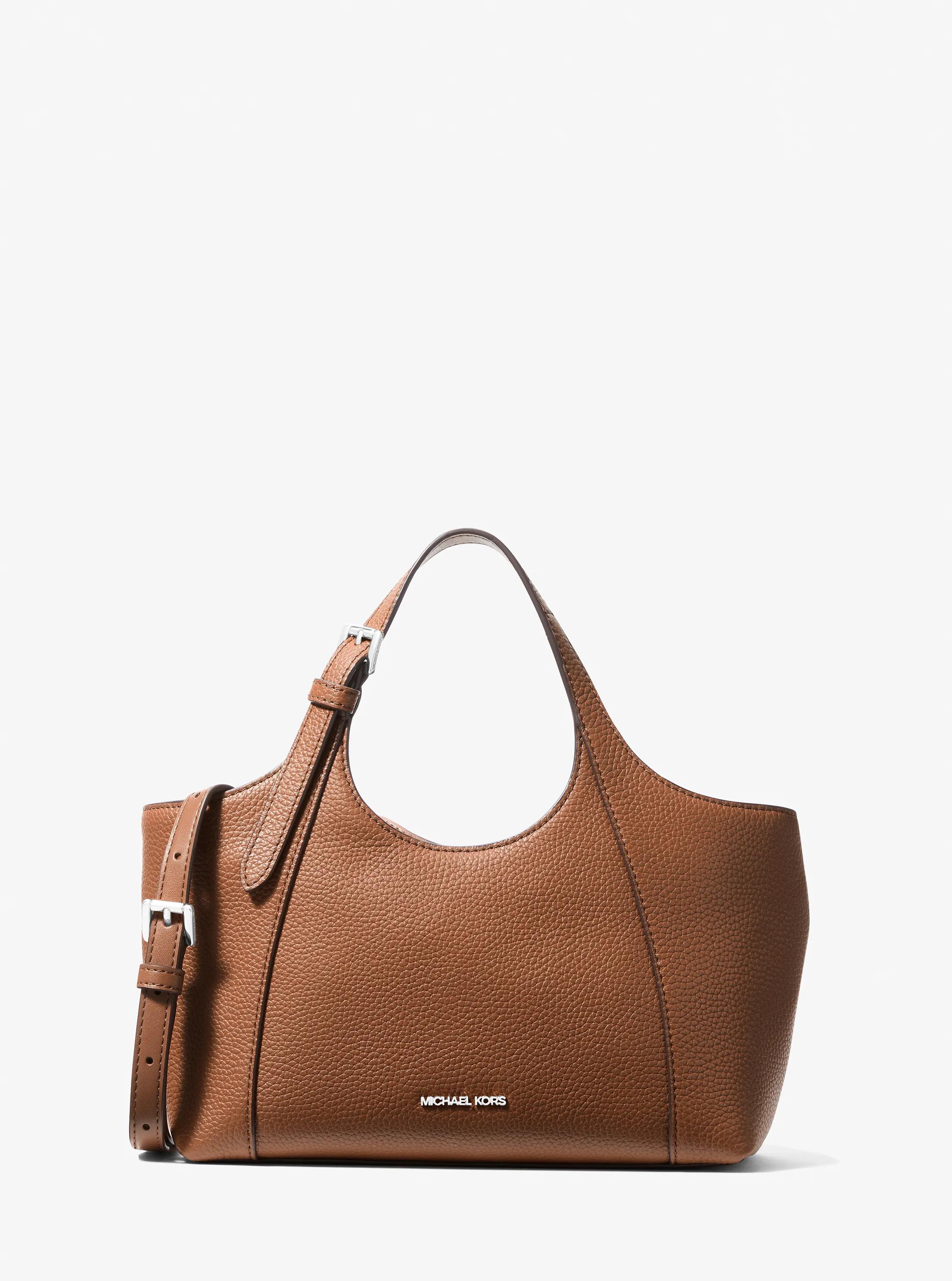 Bernie Small Pebbled Leather Satchel in NAVY | Michael Kors