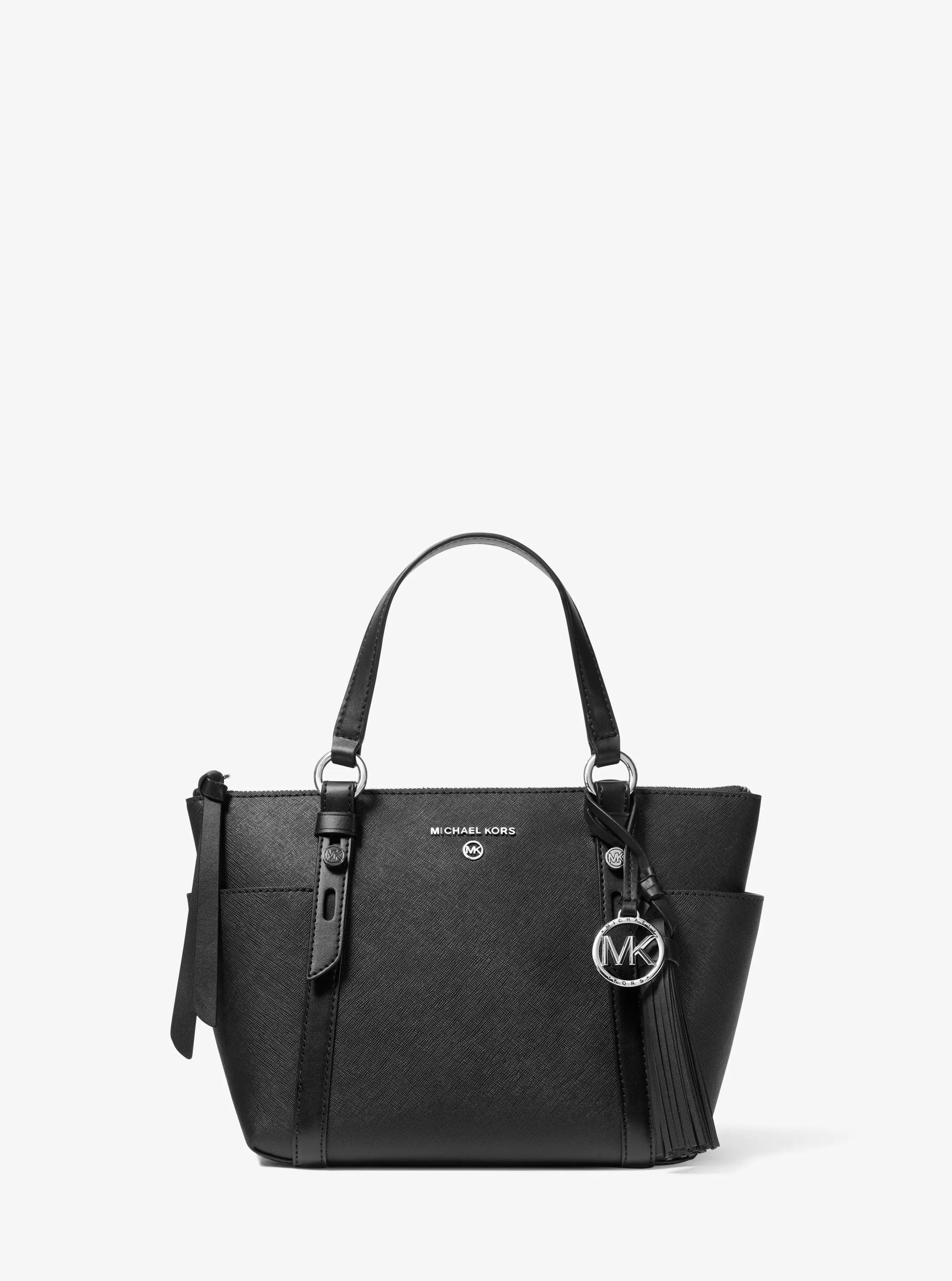 Sullivan Small Saffiano Leather Top-Zip Tote Bag in BLACK | Michael Kors