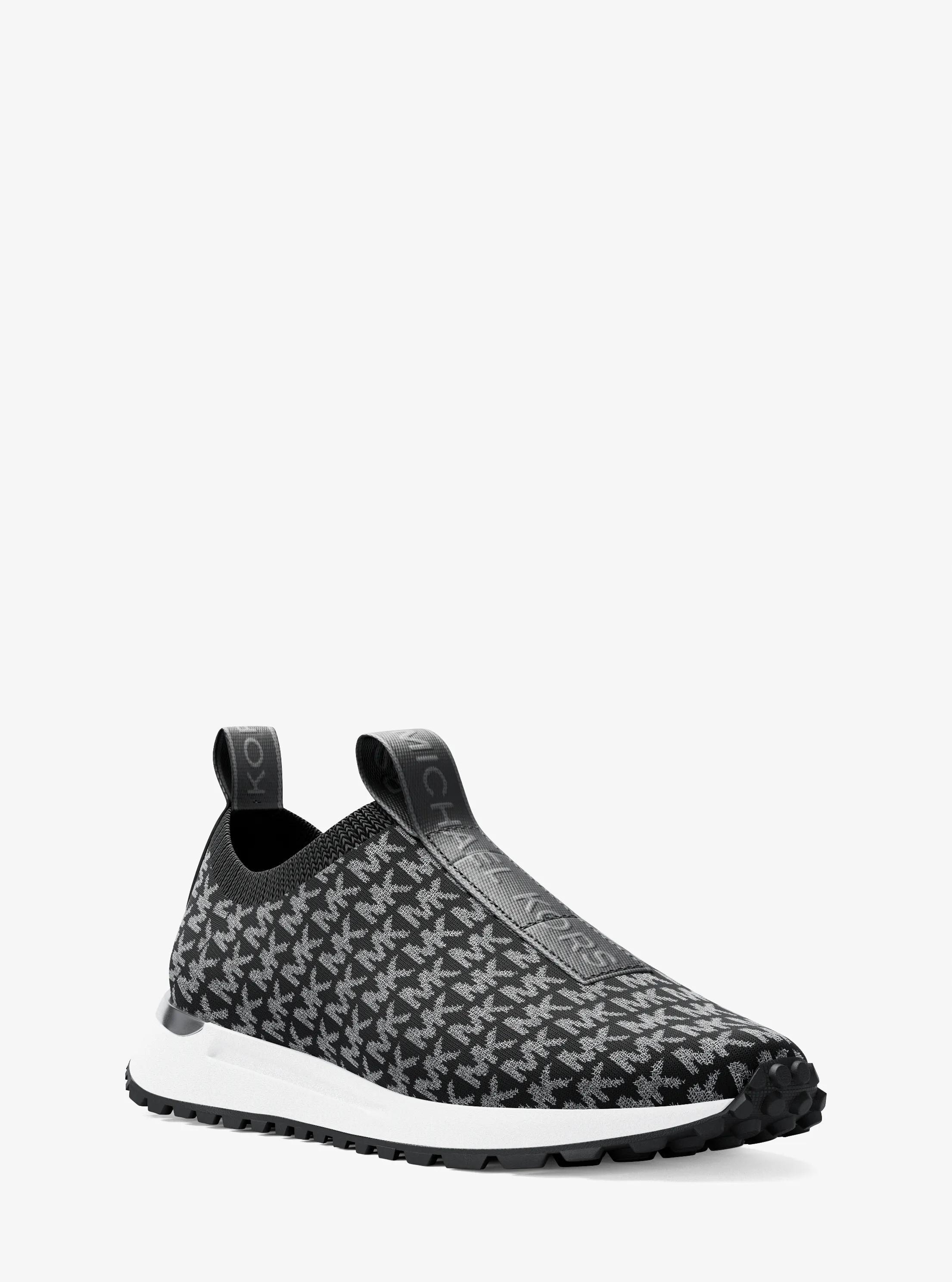 Bodie Metallic Logo Knit Slip-On Sneaker in BLACK | Michael Kors