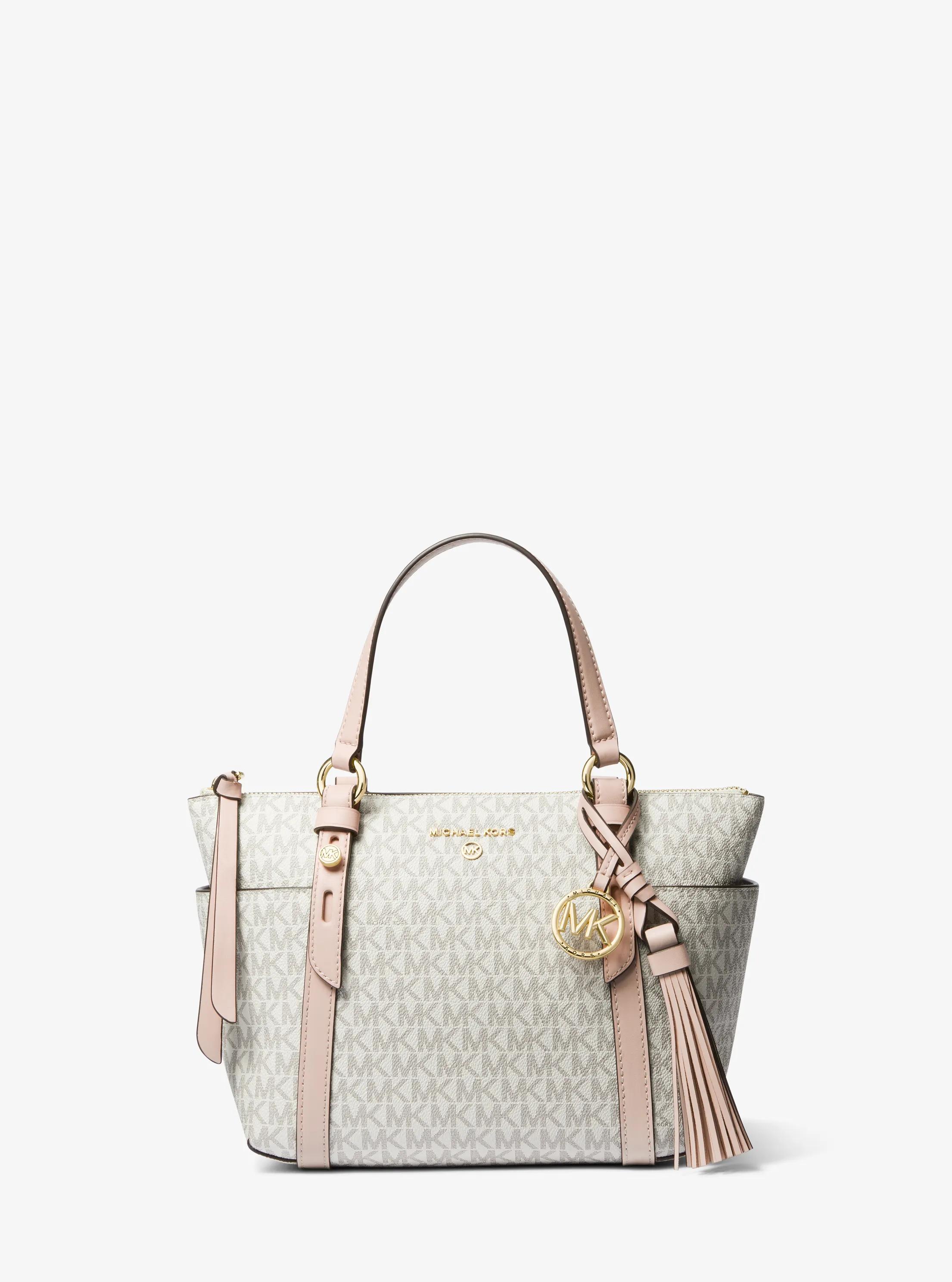 Sullivan Small Logo Top-Zip Tote Bag in VANILLA/SOFT PINK | Michael Kors