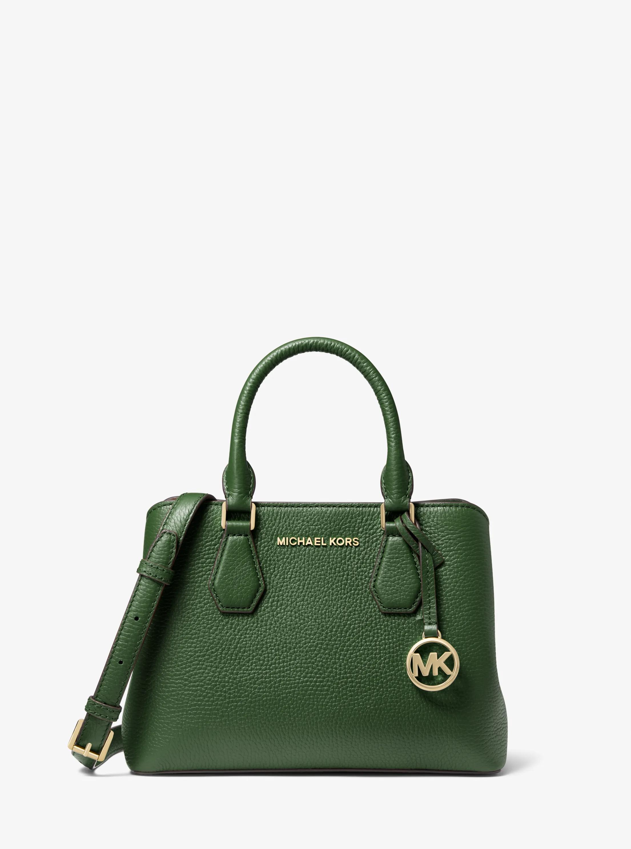 Camille Small Pebbled Leather Satchel in AMAZON GREEN | Michael Kors