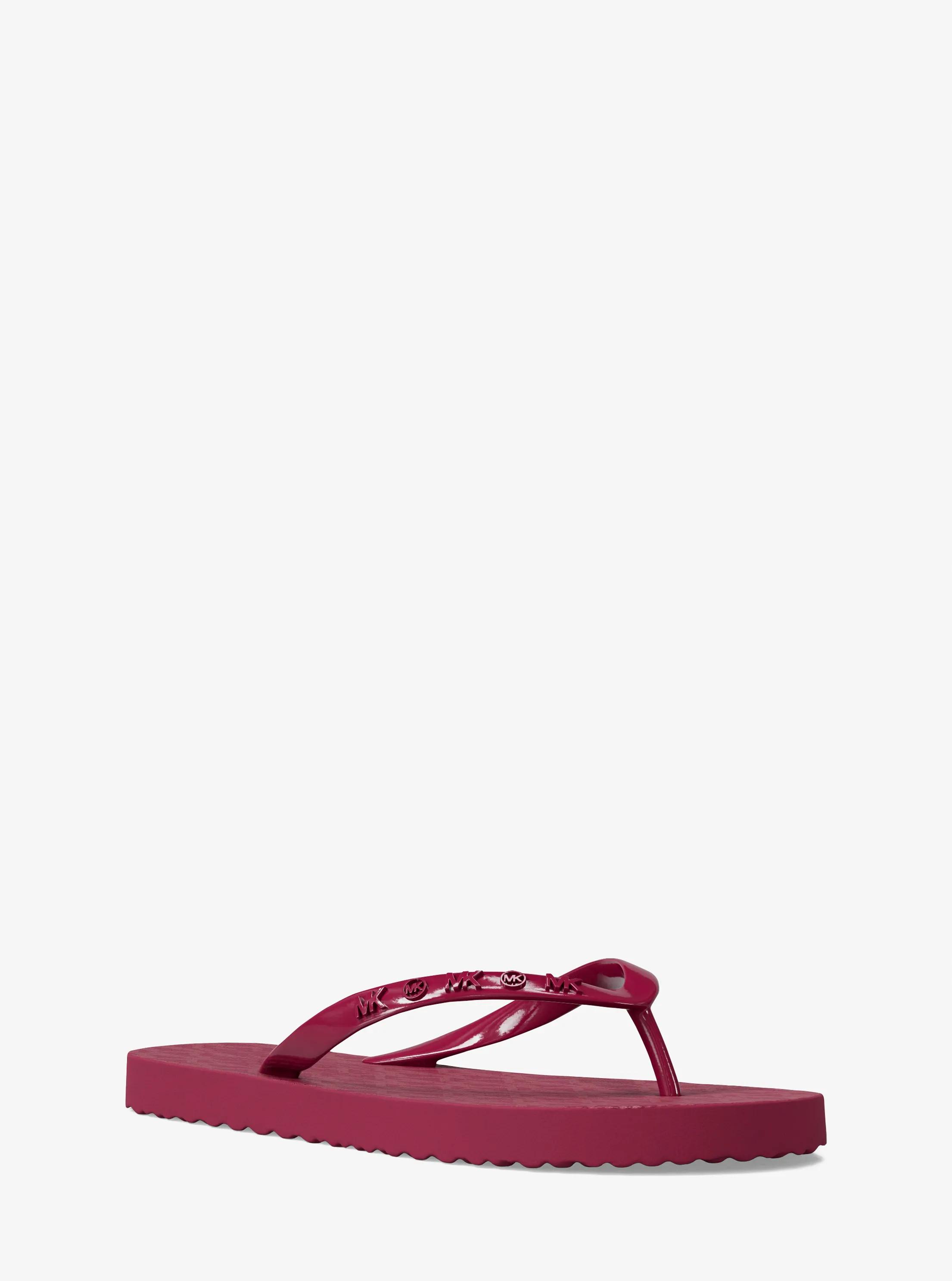 Signature Logo Flip Flops in DK RASPBERRY | Michael Kors