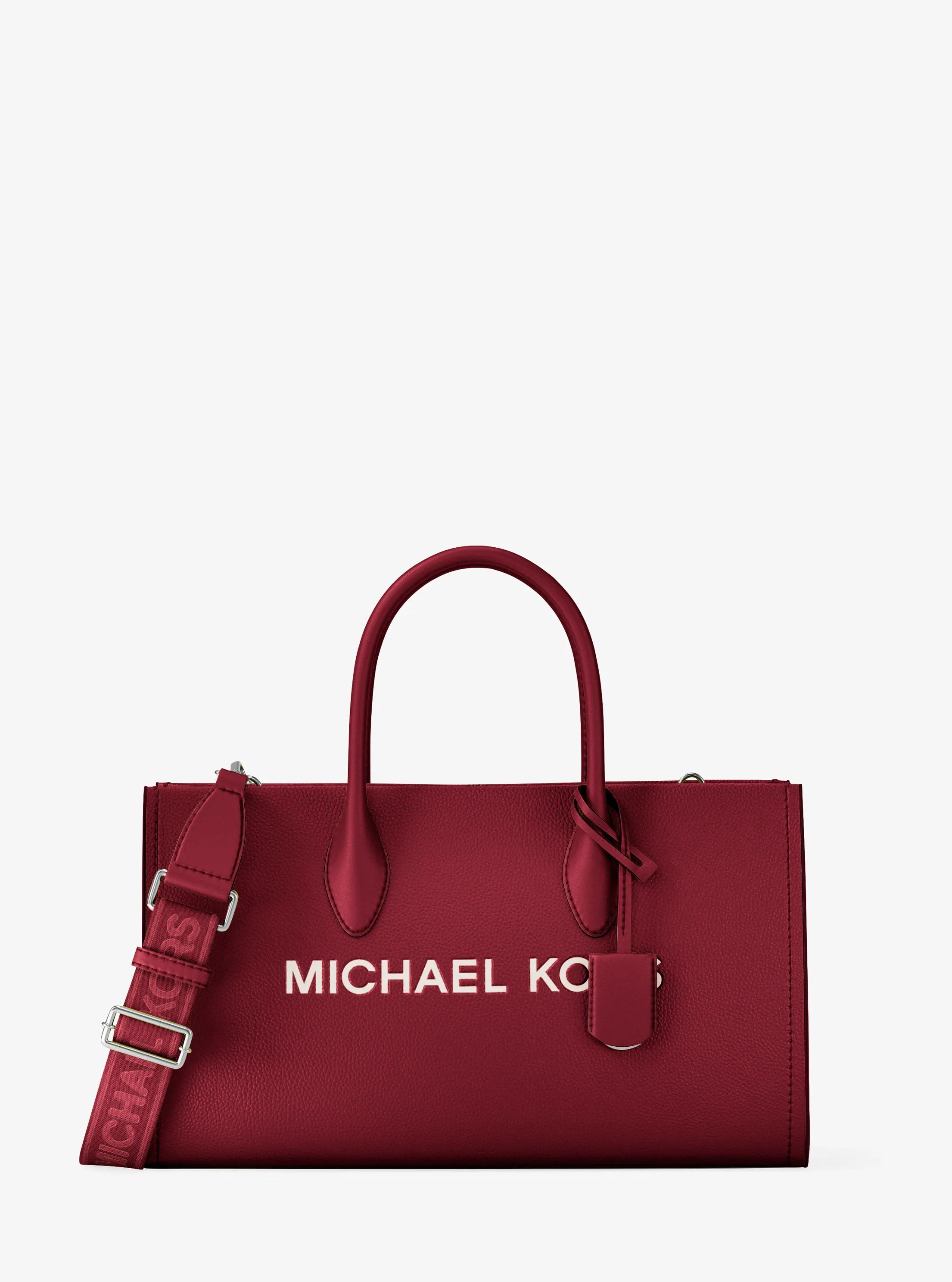 Mirella Medium Pebbled Leather Satchel in MAROON | Michael Kors