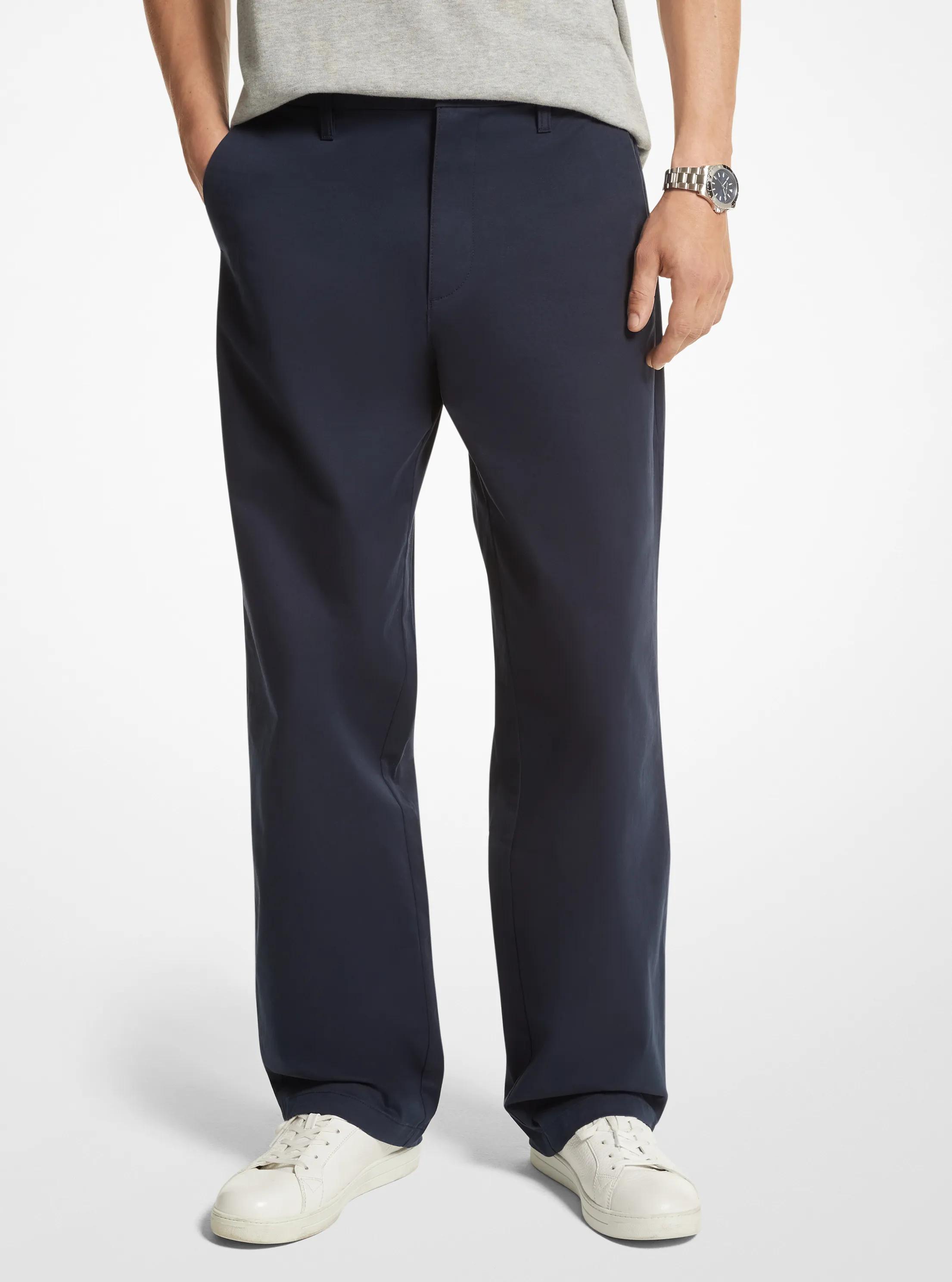 Stretch Cotton Wide-Leg Chino Pants