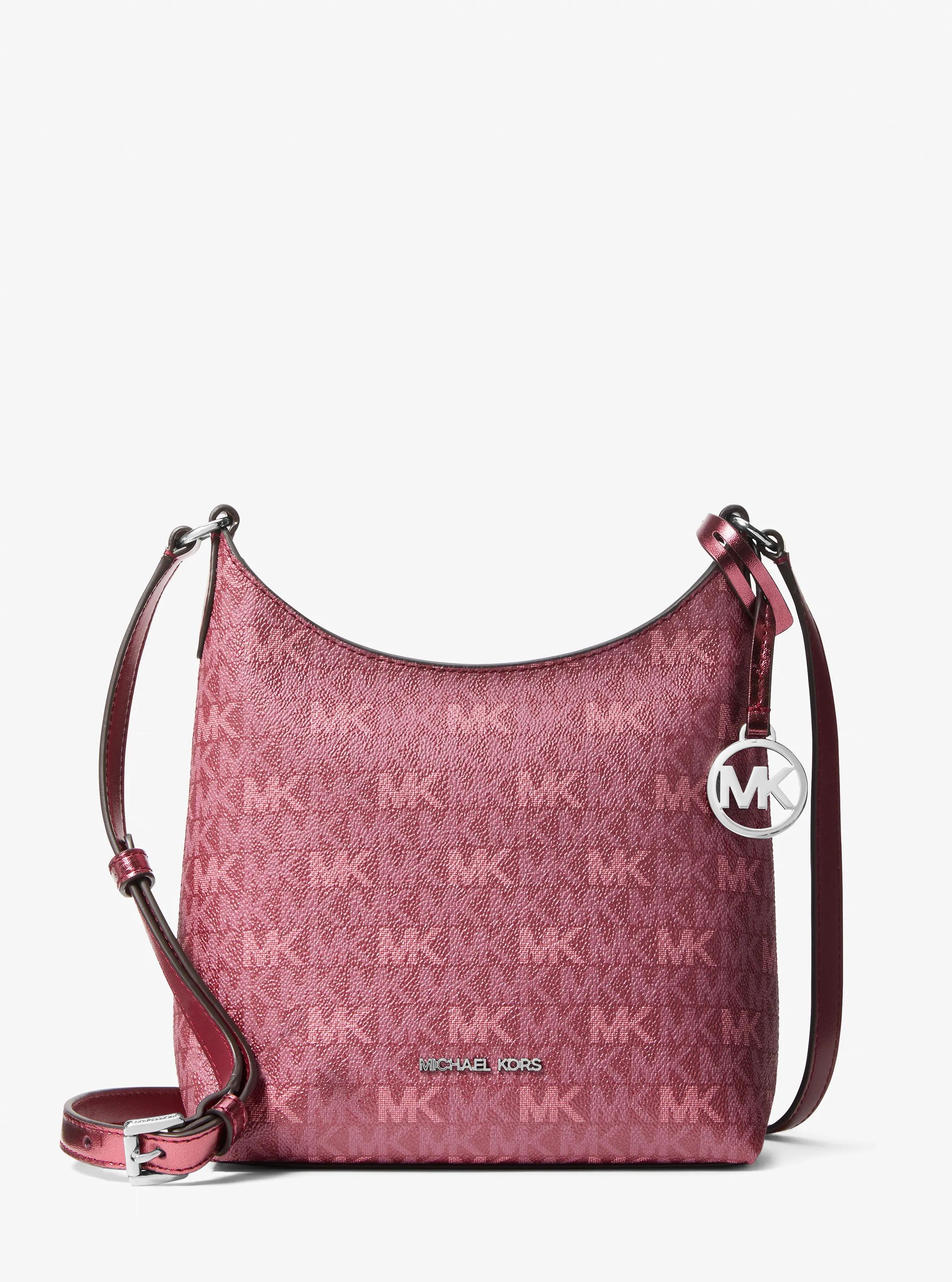Maya Small Signature Logo Crossbody Bag in MAROON | Michael Kors