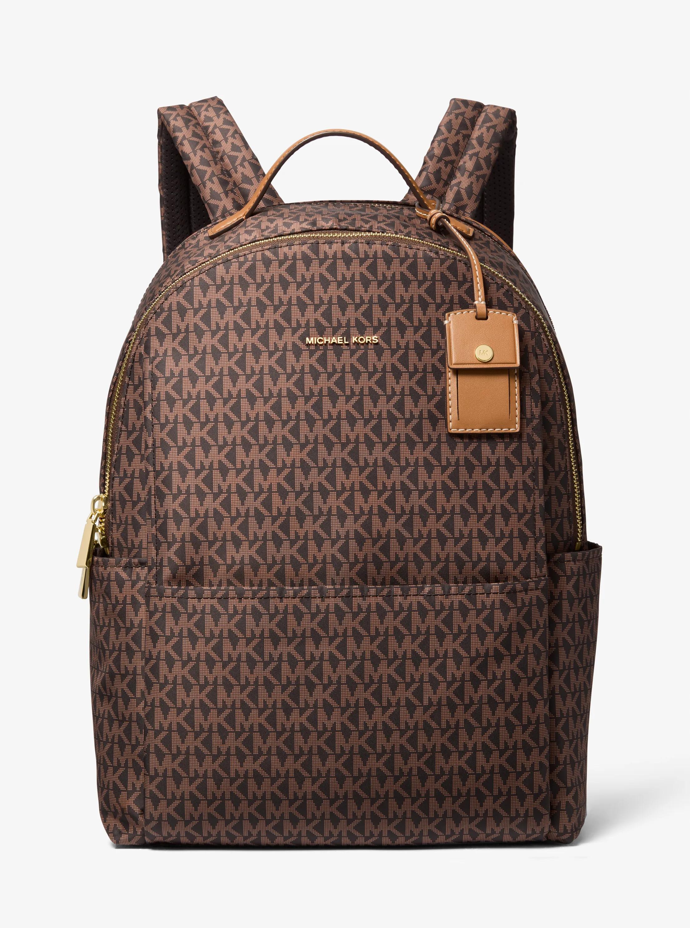 Sable Large Printed Signature Logo Backpack in BRN/ACORN | Michael Kors