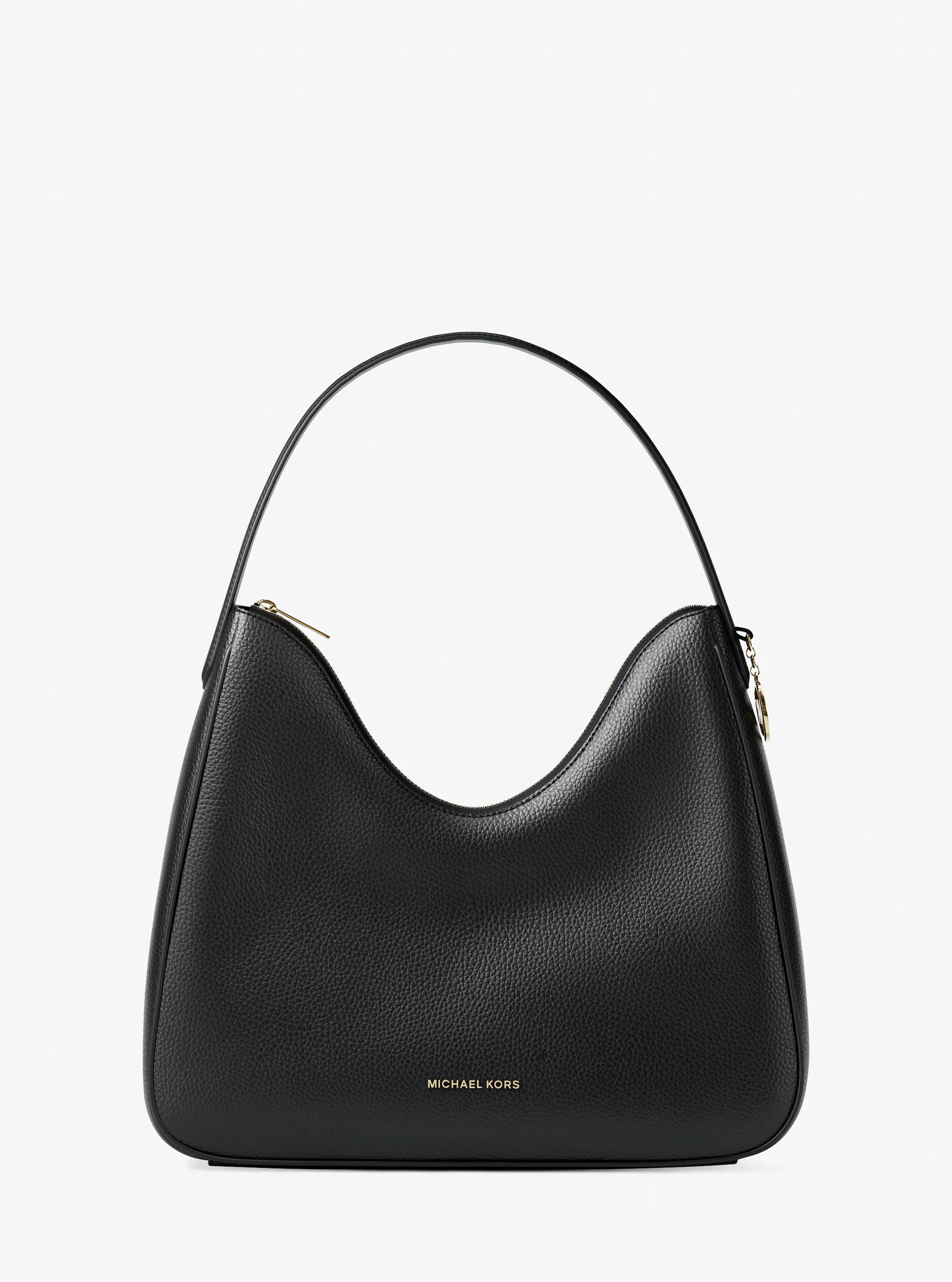 Bolso de hombro Nayla mediano de piel granulada in NEGRO | Michael Kors