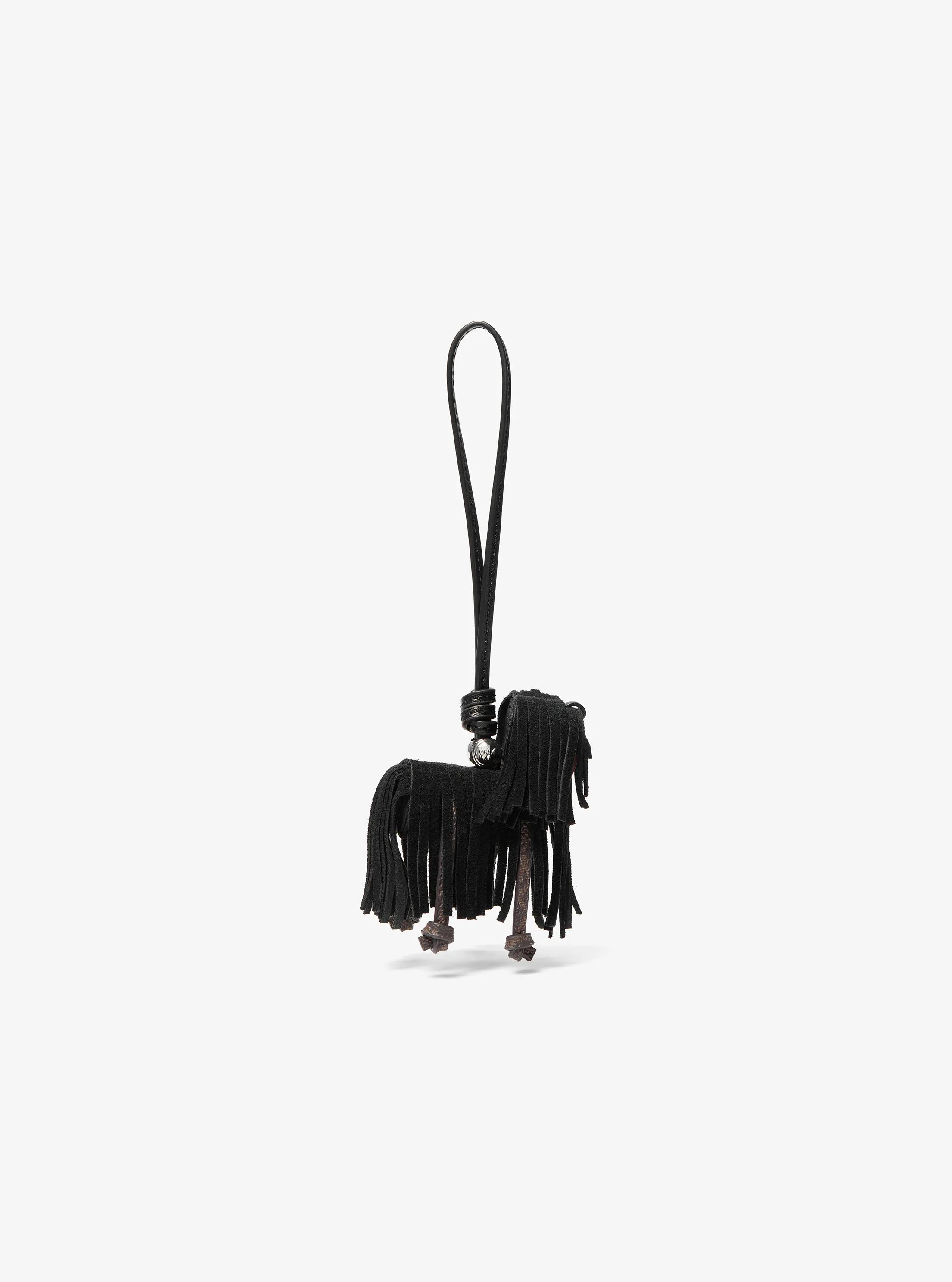Michael Kors Suede Shaggy Dog Bag Charm In Black
