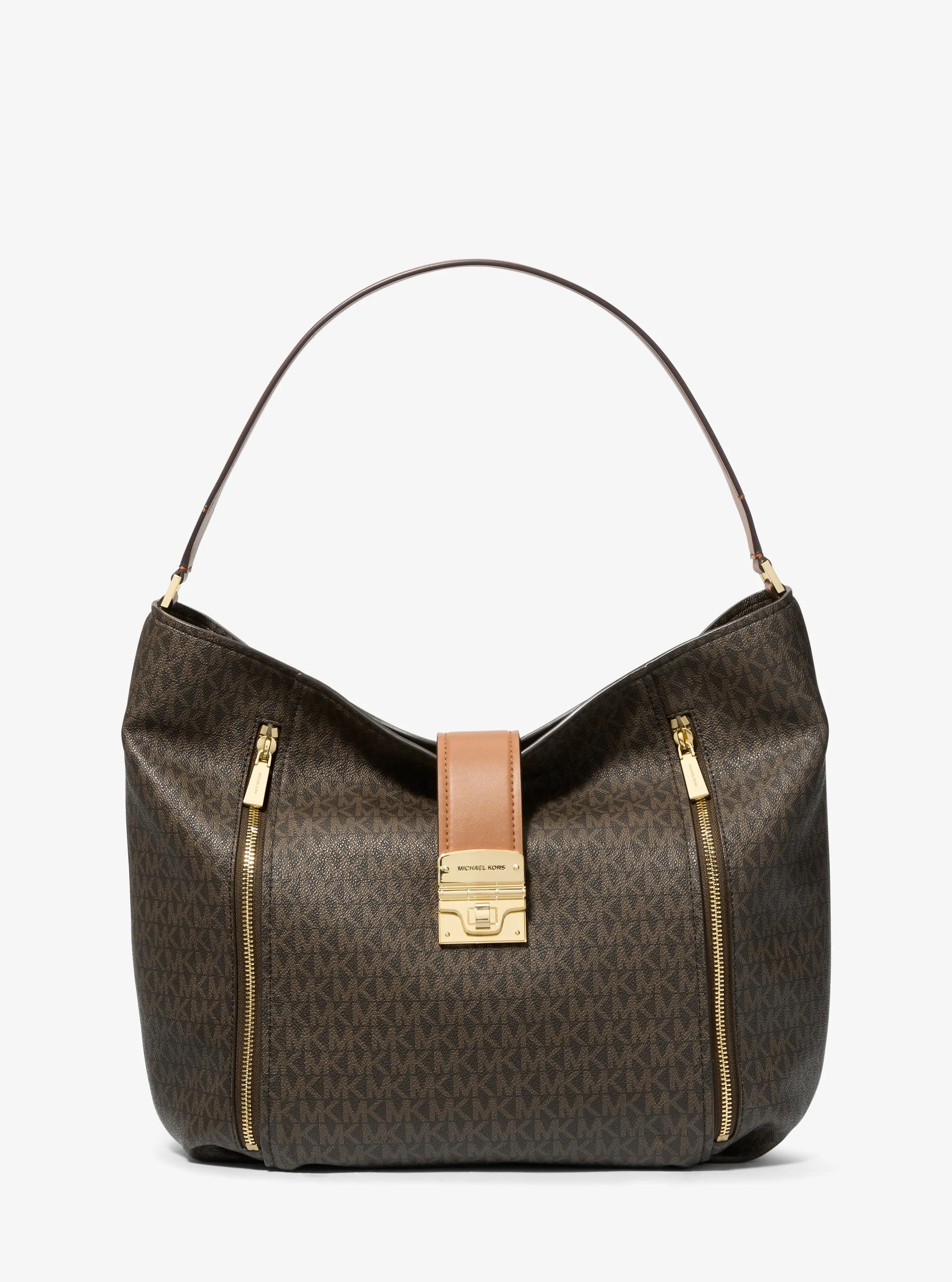Addie Large Signature Logo Shoulder Bag in BRN/ACORN | Michael Kors