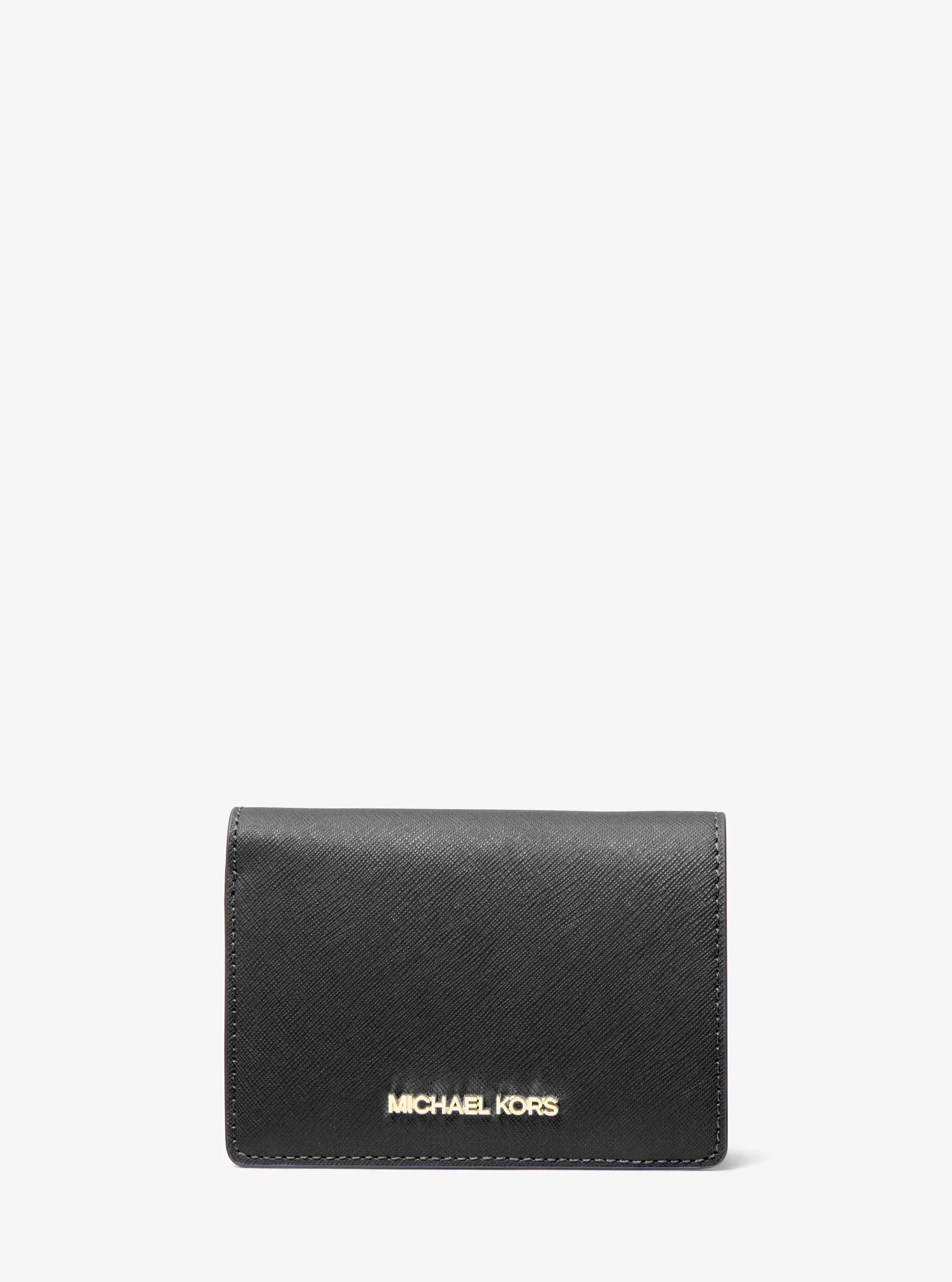 Jet Set Medium Saffiano Leather Wallet in BLACK | Michael Kors