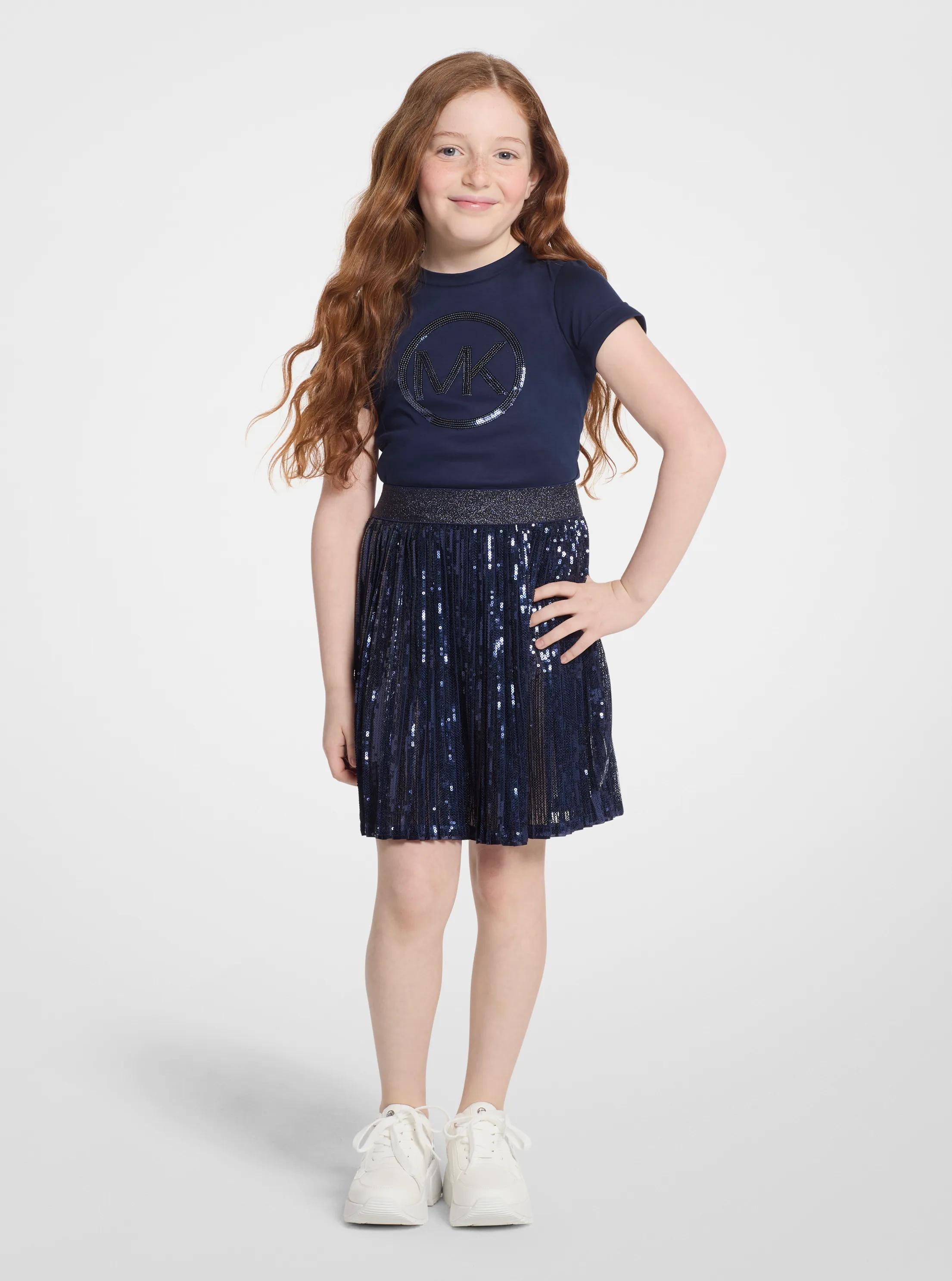 MK Robe t-shirt à logo métallisé et à sequins - Bleu - Michael Kors