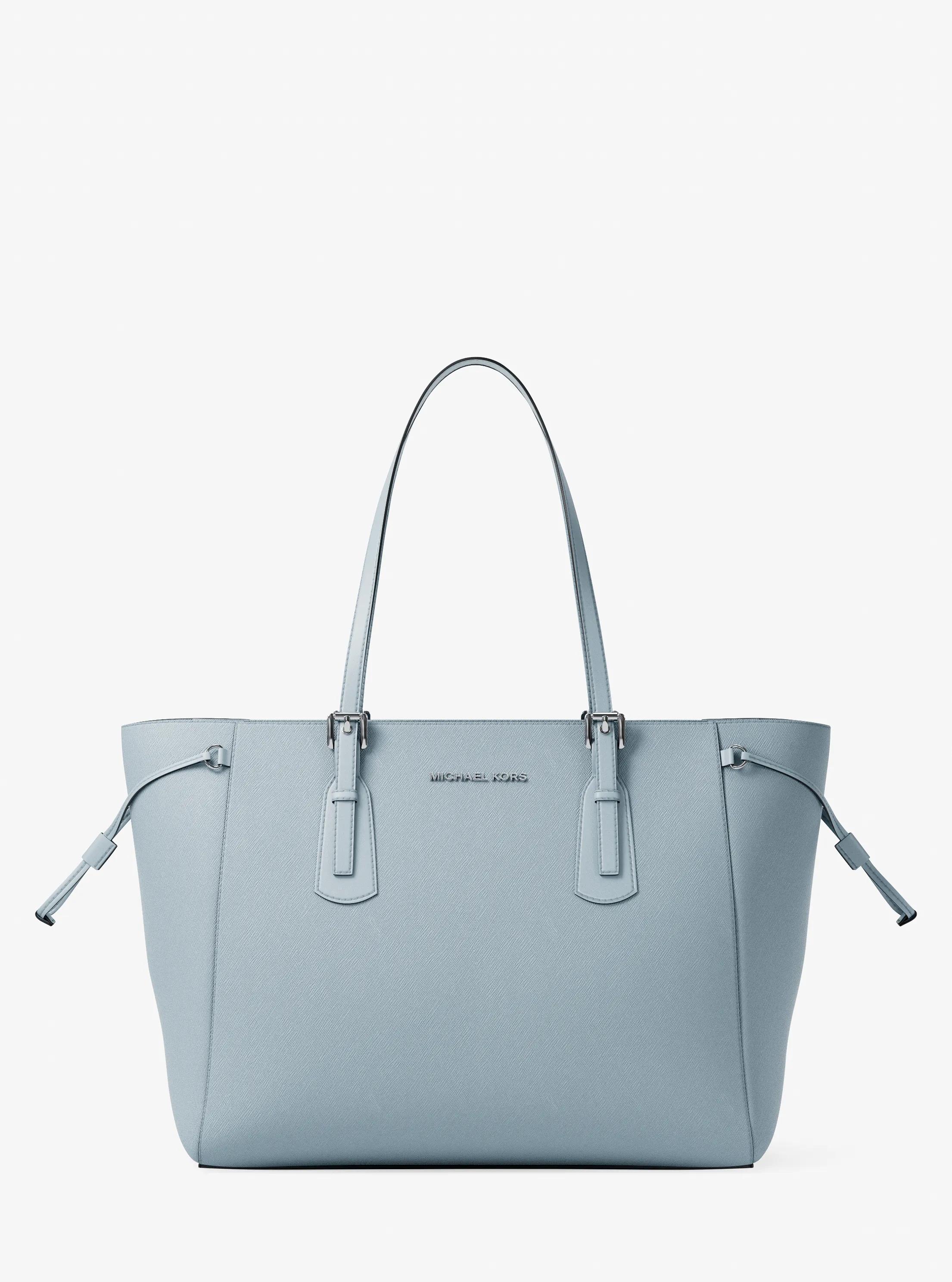 Voyager Large Saffiano Leather Tote Bag in PALE OCEAN | Michael Kors