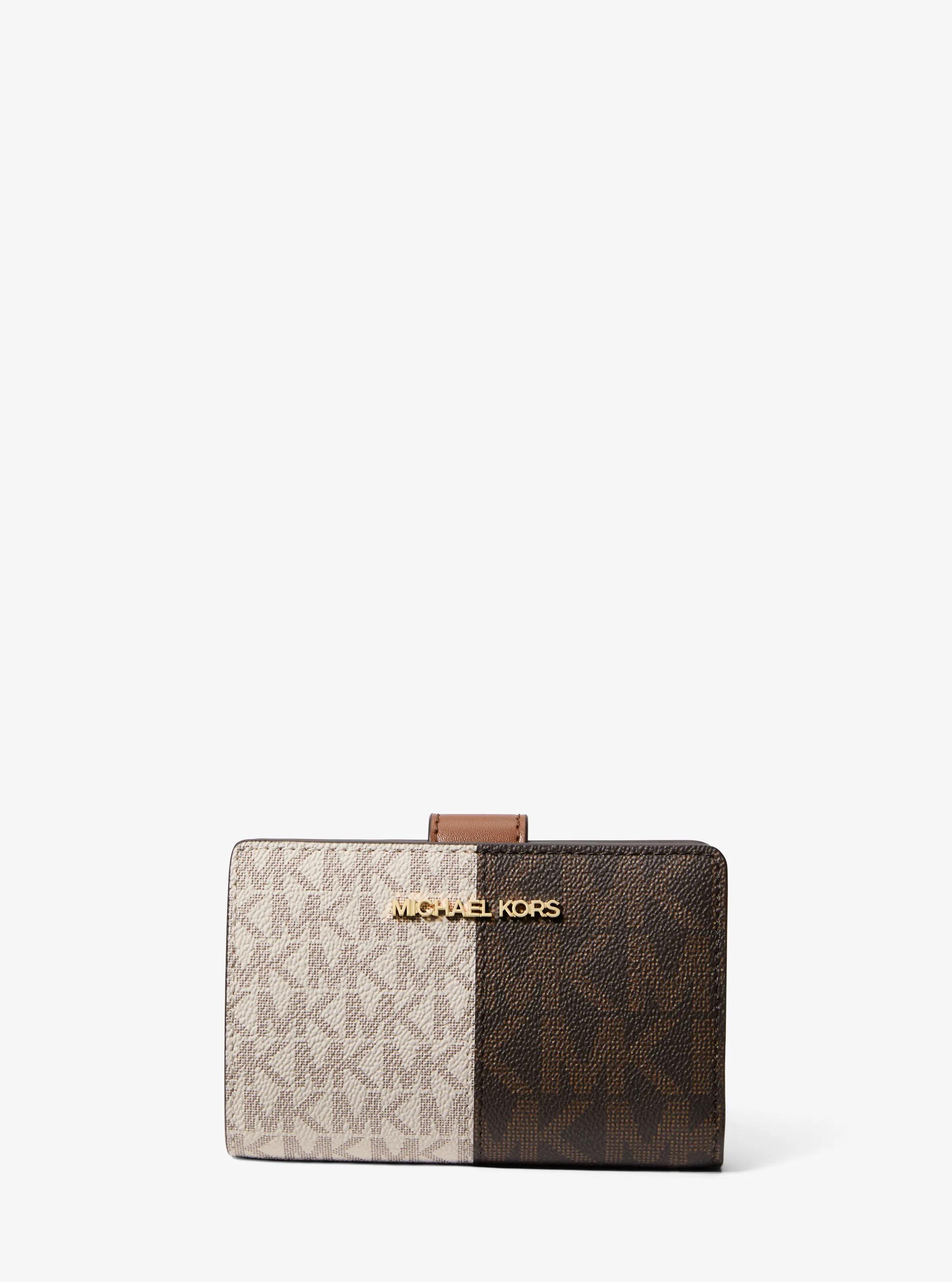 Billetera Jet Set mediana en dos tonos con logotipo in MARR&Oacute;N MULTICOLOR | Michael Kors