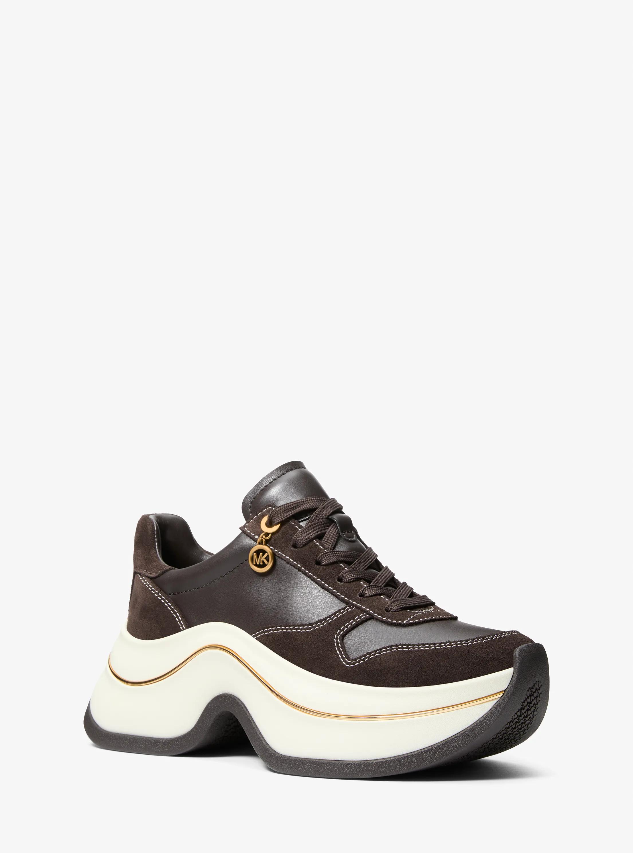 Arla Leather and Suede Trainer in CHOCOLATE | Michael Kors