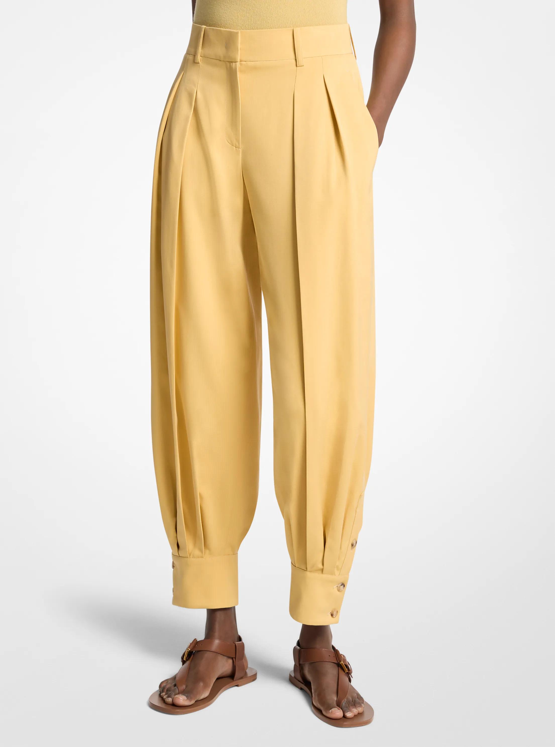 Pantal&oacute;n carrot con dobladillo de gabardina de seda in DORADO TOSTADO | Michael Kors