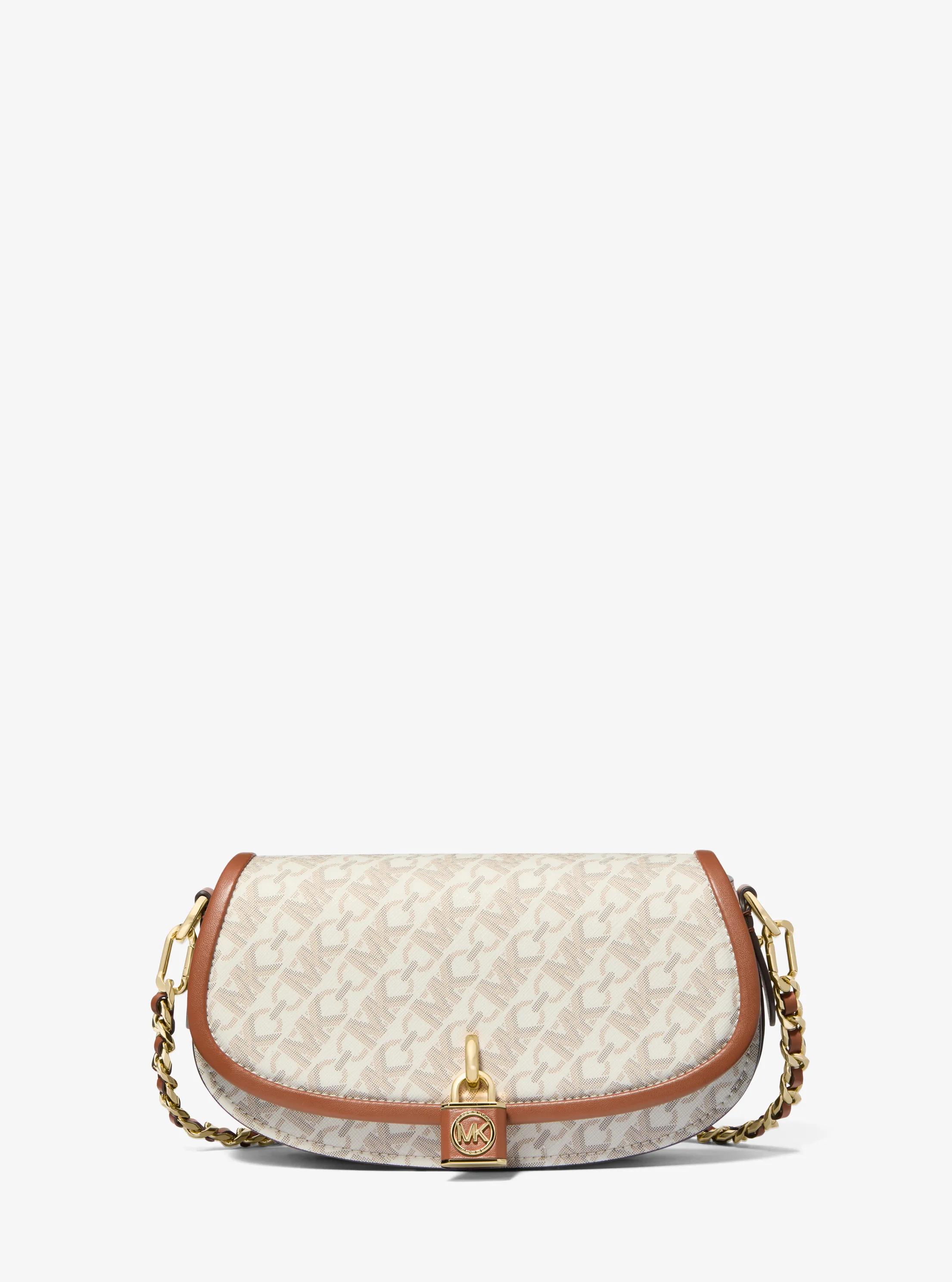 Bolso de hombro Mila peque&ntilde;o con logotipo imperio in VAINILLA/LUGGAGE | Michael Kors