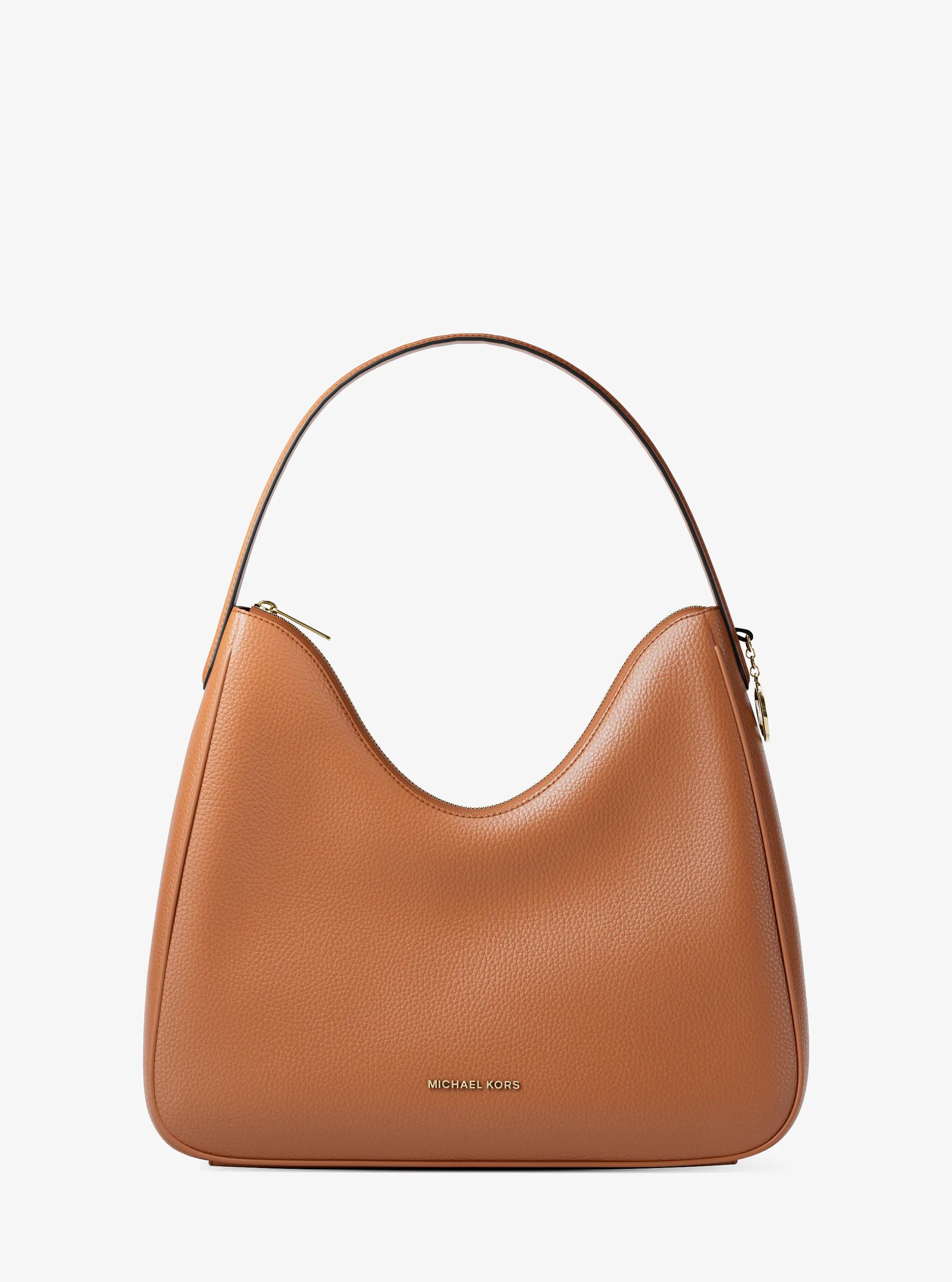 Nayla Medium Pebbled Leather Shoulder Bag in LUGGAGE | Michael Kors