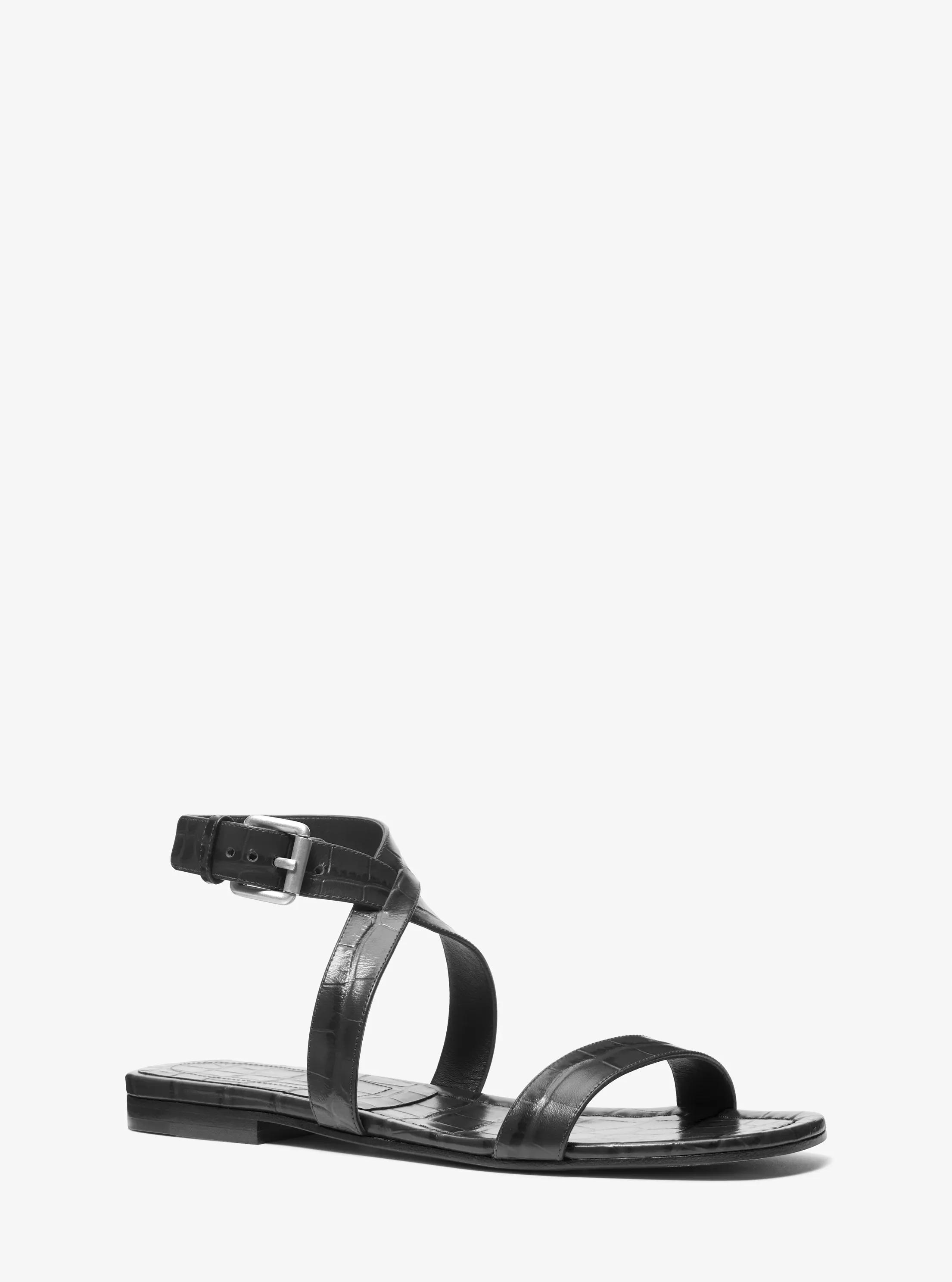 Sandalia Bridgette de piel con motivo de cocodrilo en relieve in NEGRO | Michael Kors