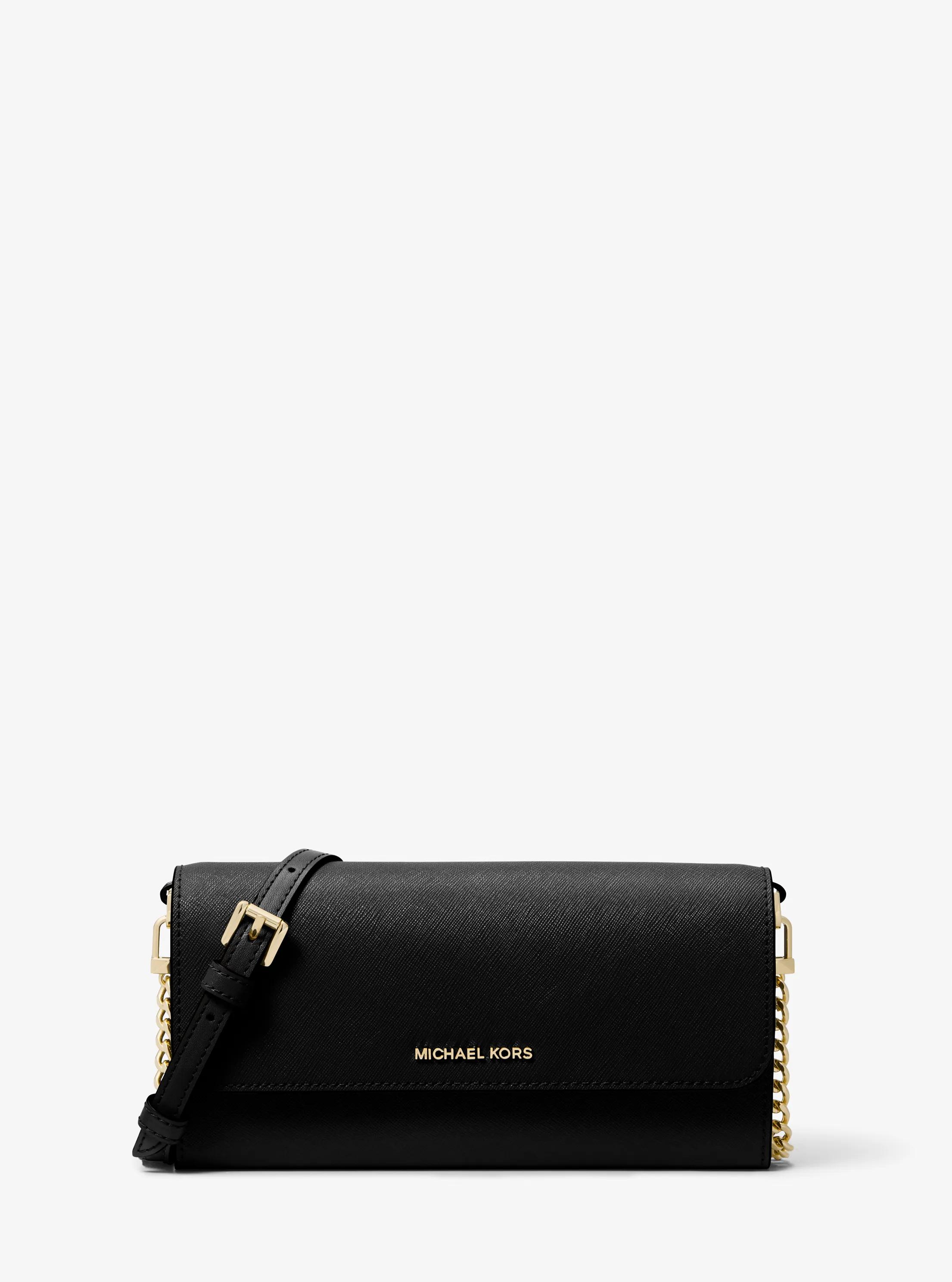 Jet Set Large Saffiano Leather Convertible Crossbody Bag in BLACK | Michael Kors