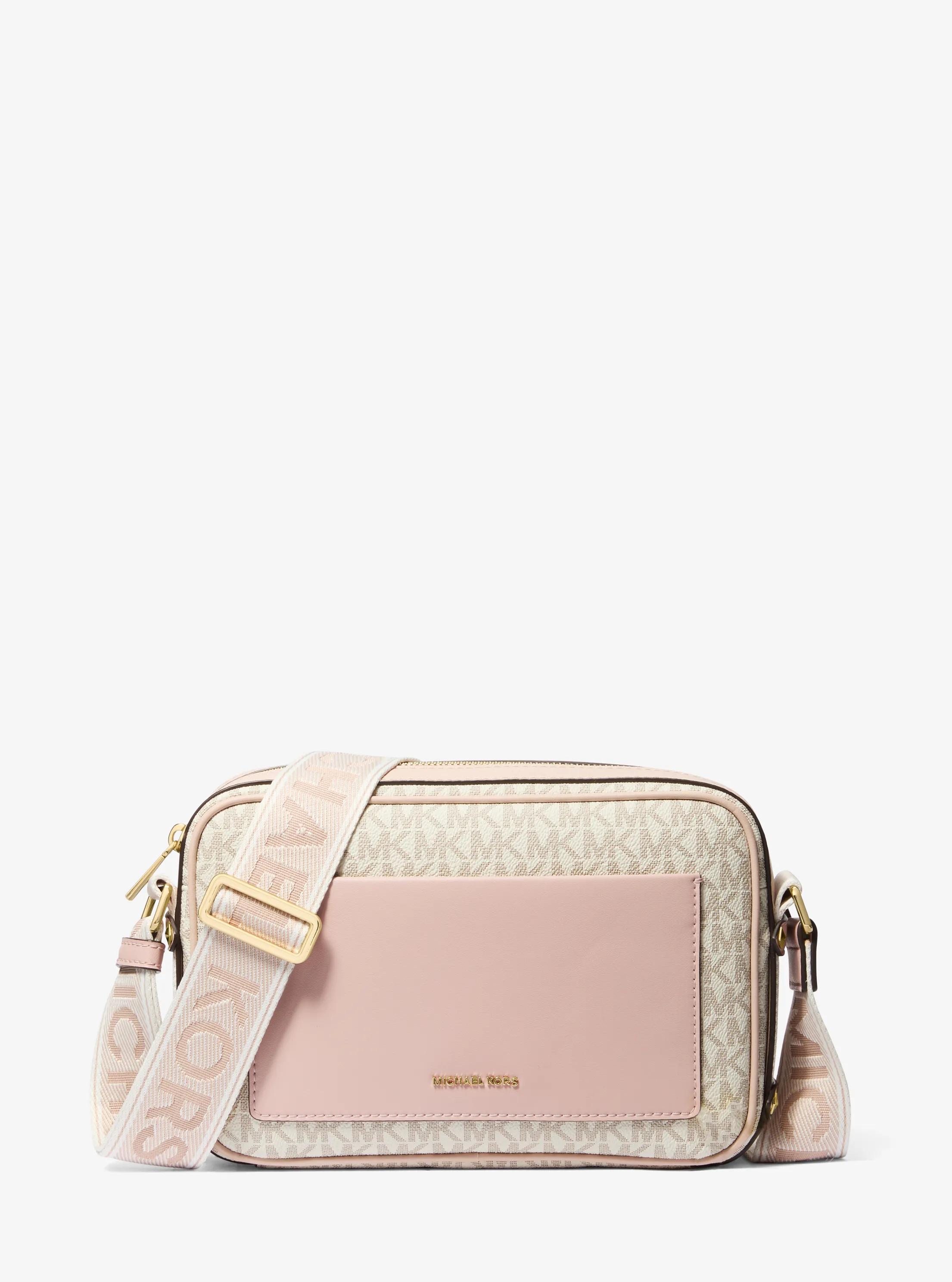 Grand sac &agrave; bandouli&egrave;re Maeve &agrave; logo Signature in VANILLE/ROSE P&Acirc;LE | Michael Kors
