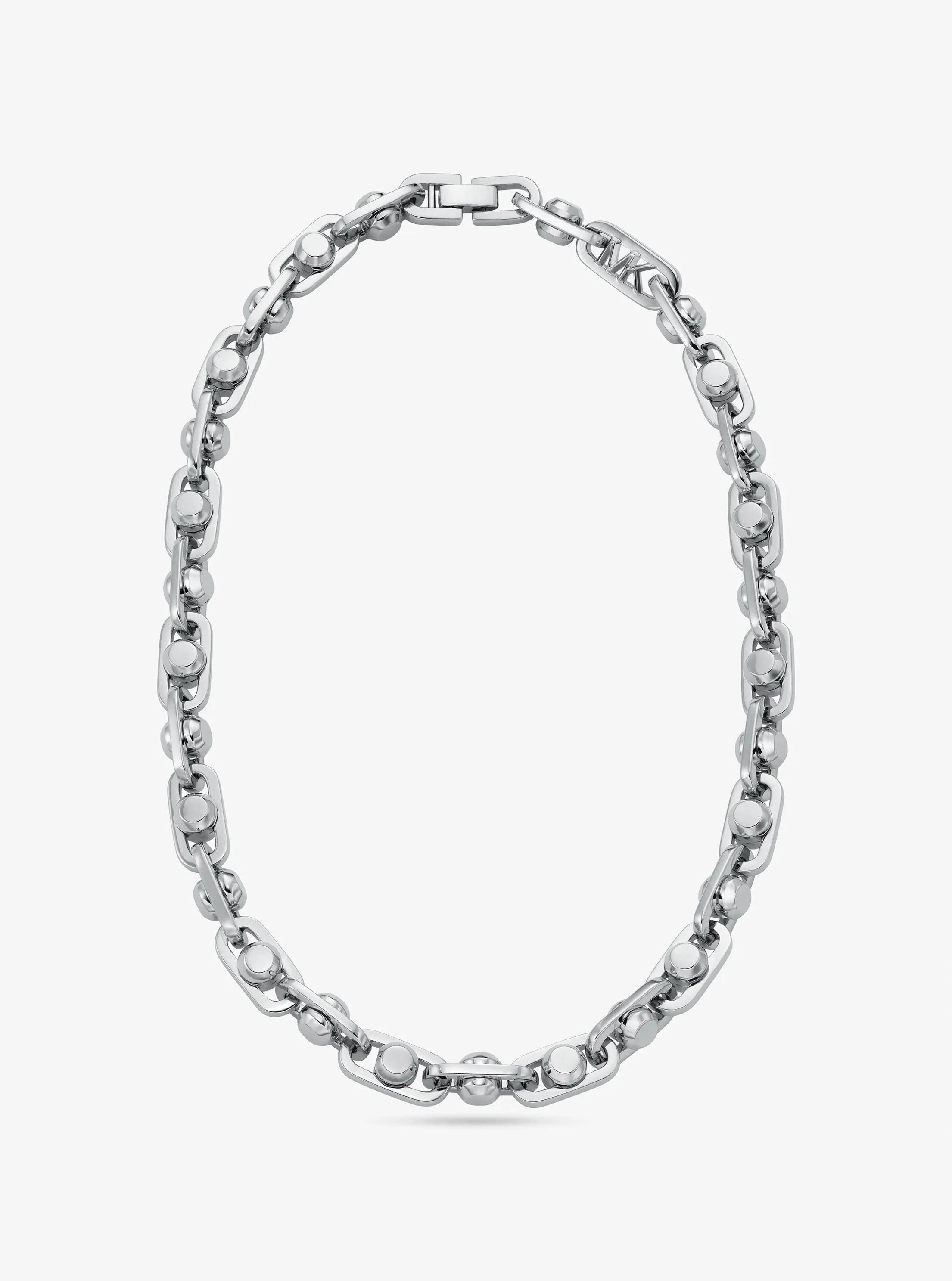 Astor Large Precious Metal-Plated Brass Link Necklace in SILVER | Michael Kors