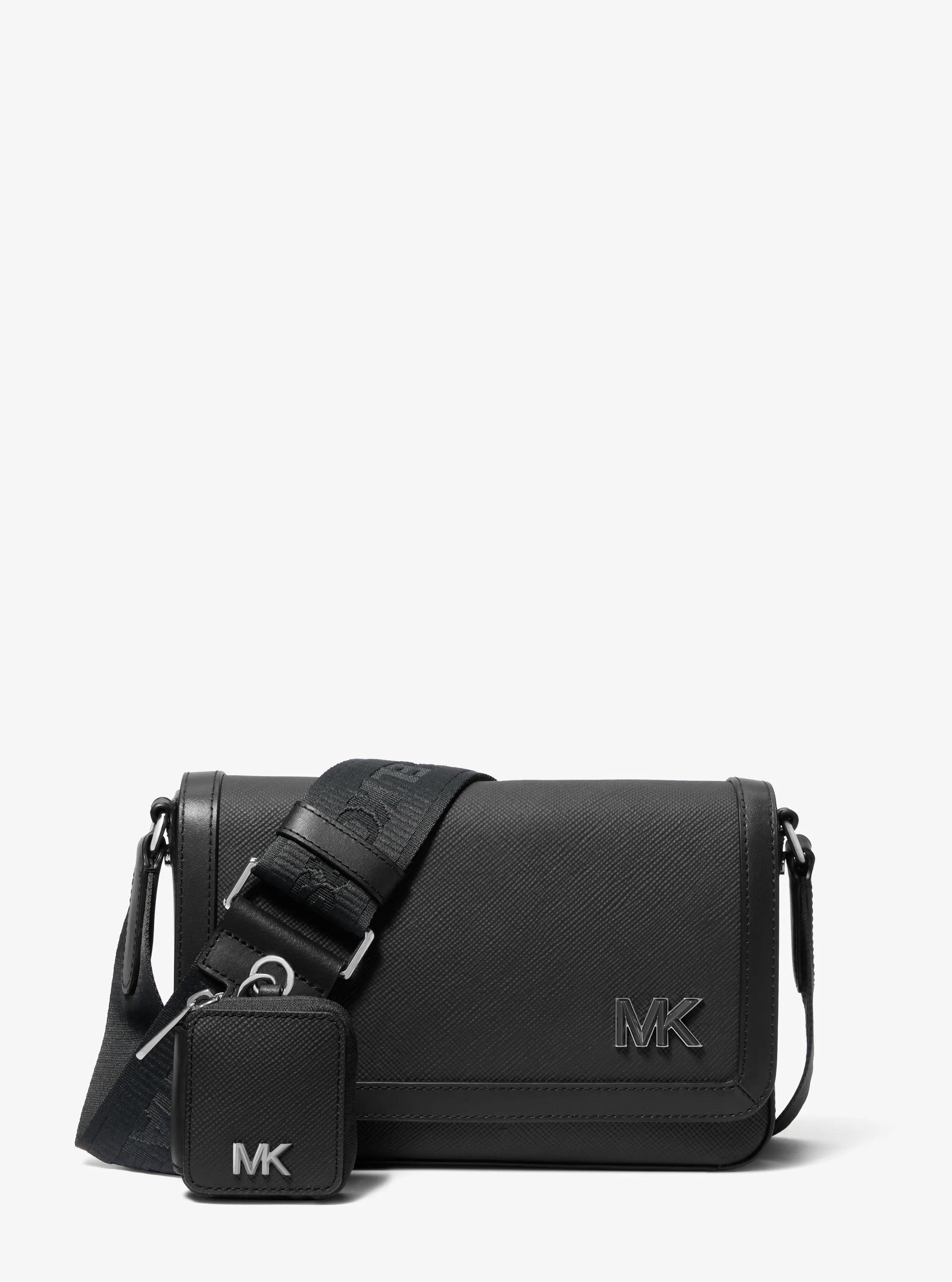 Edison Mini Crossgrain Leather Crossbody Bag with Pouch in BLACK | Michael Kors