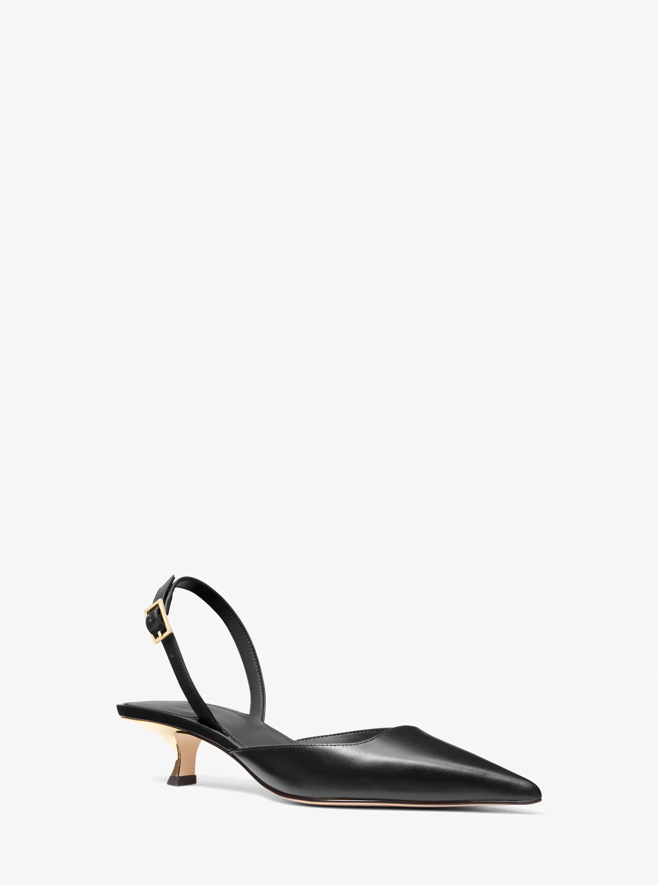 Luna Leather Slingback Kitten Pump in BLACK | Michael Kors