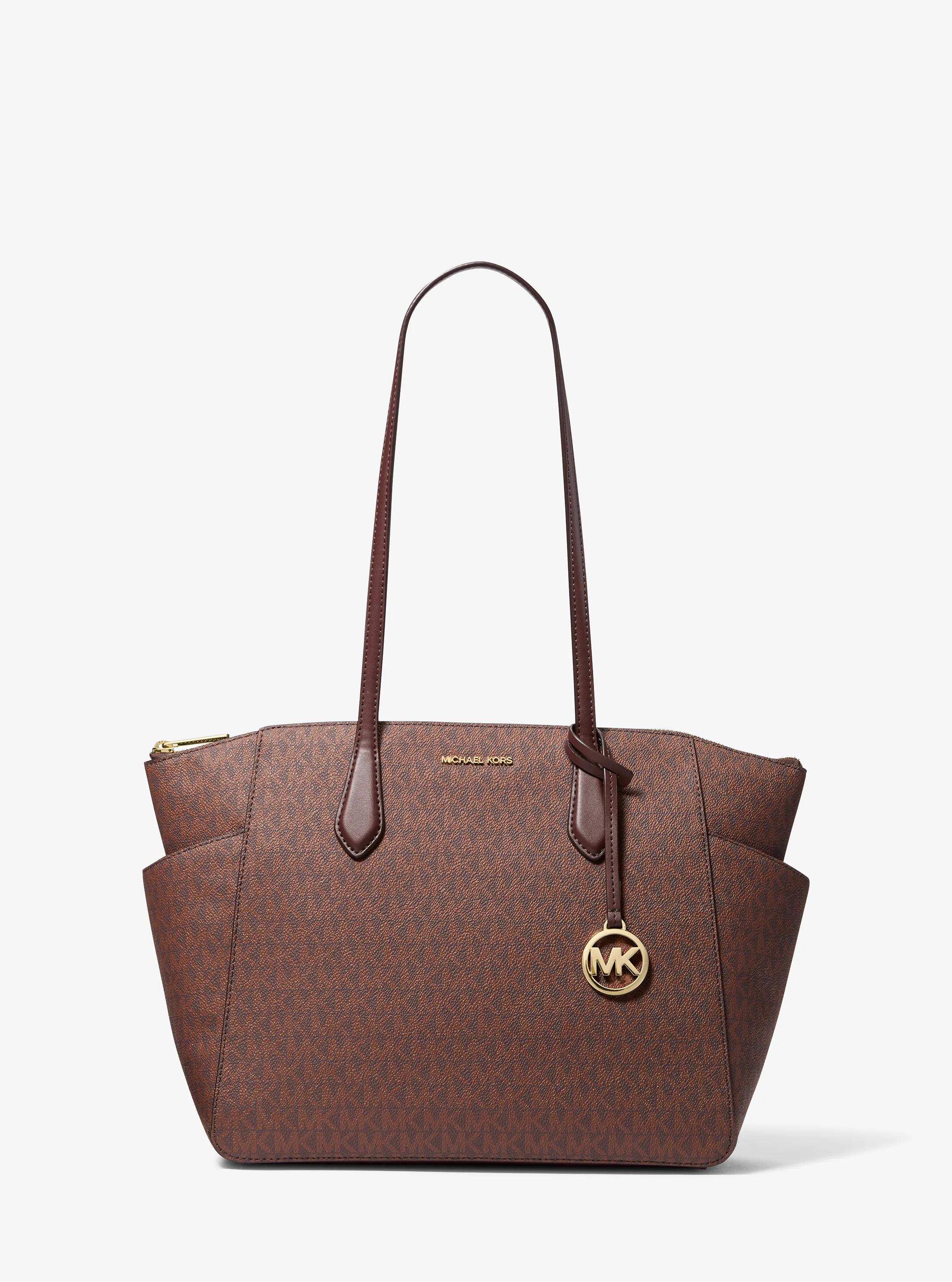 Marilyn Medium Signature Logo Tote Bag in NUTMEG | Michael Kors