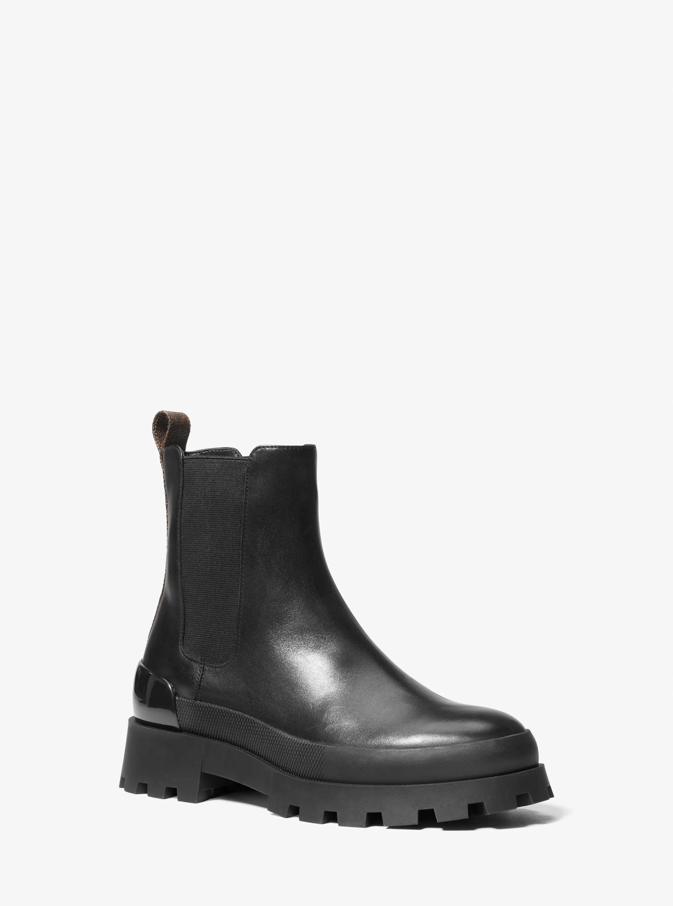 Rowan Leather and Logo Chelsea Boot in BLACK | Michael Kors