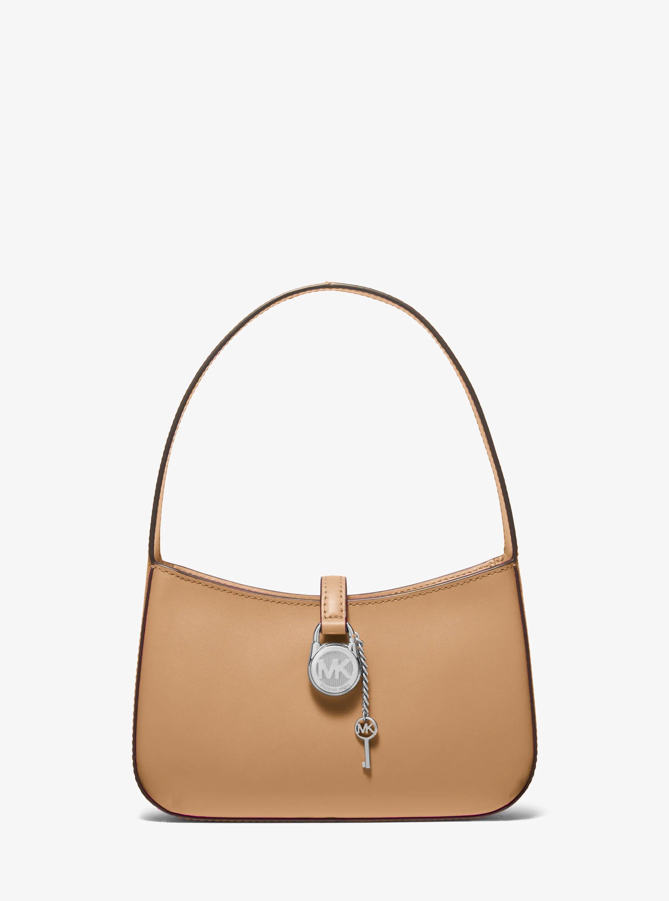 Lyra Small Leather Pochette in PEANUT | Michael Kors