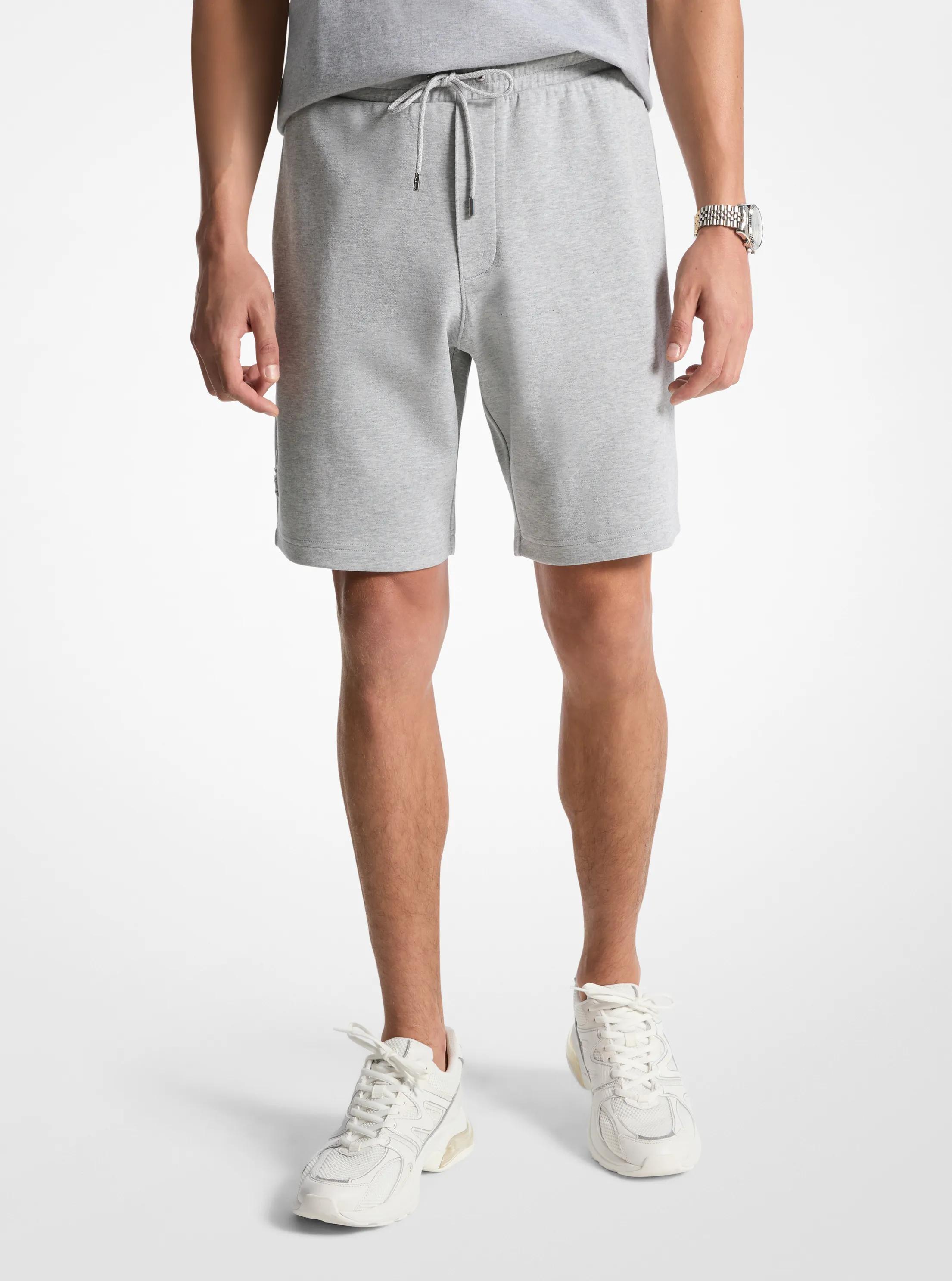 MK Short en mélange de coton avec logo en relief - Marron - Michael Kors