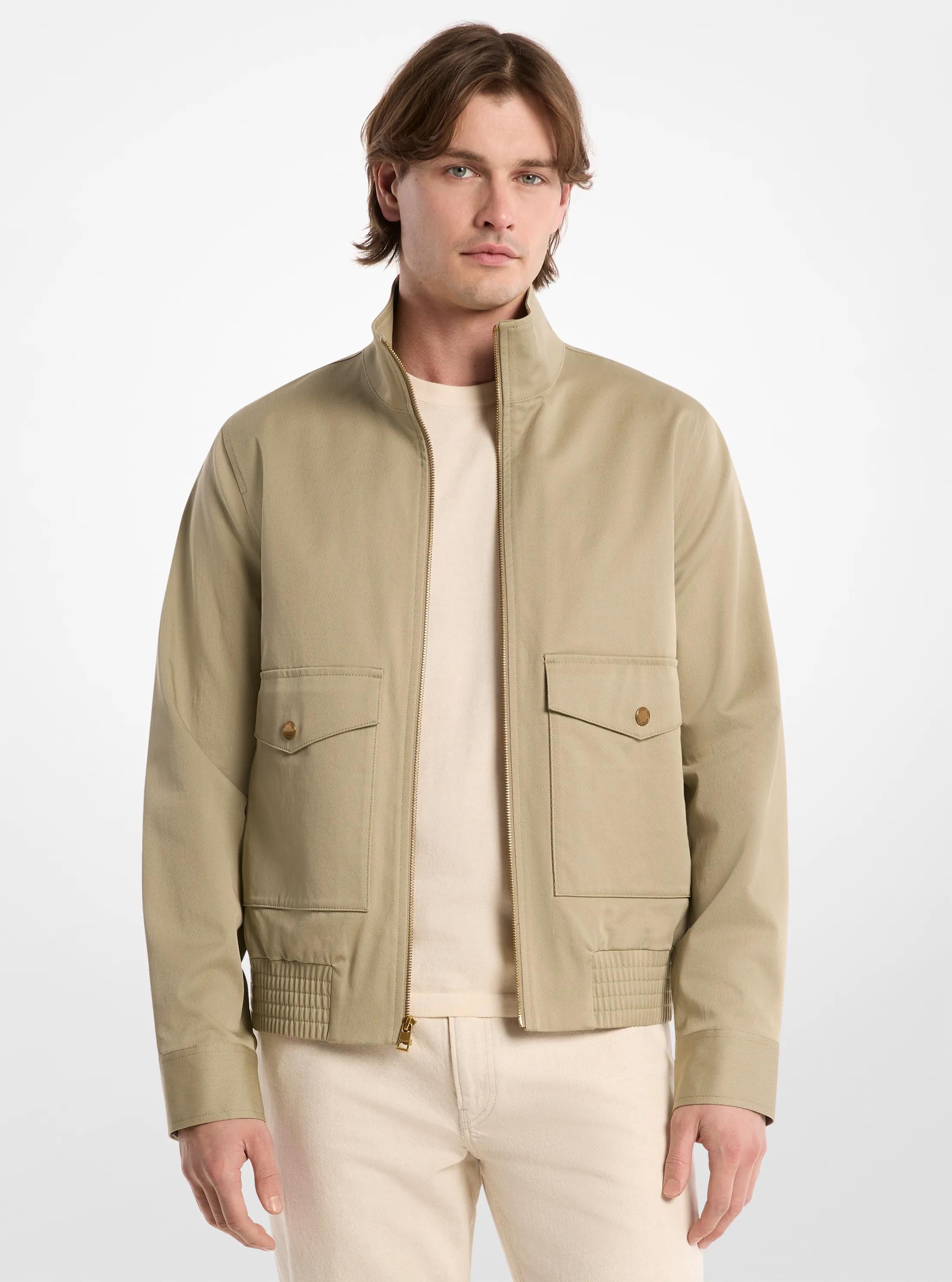Harrington Stretch Cotton Bomber Jacket in DUSTY SAGE | Michael Kors