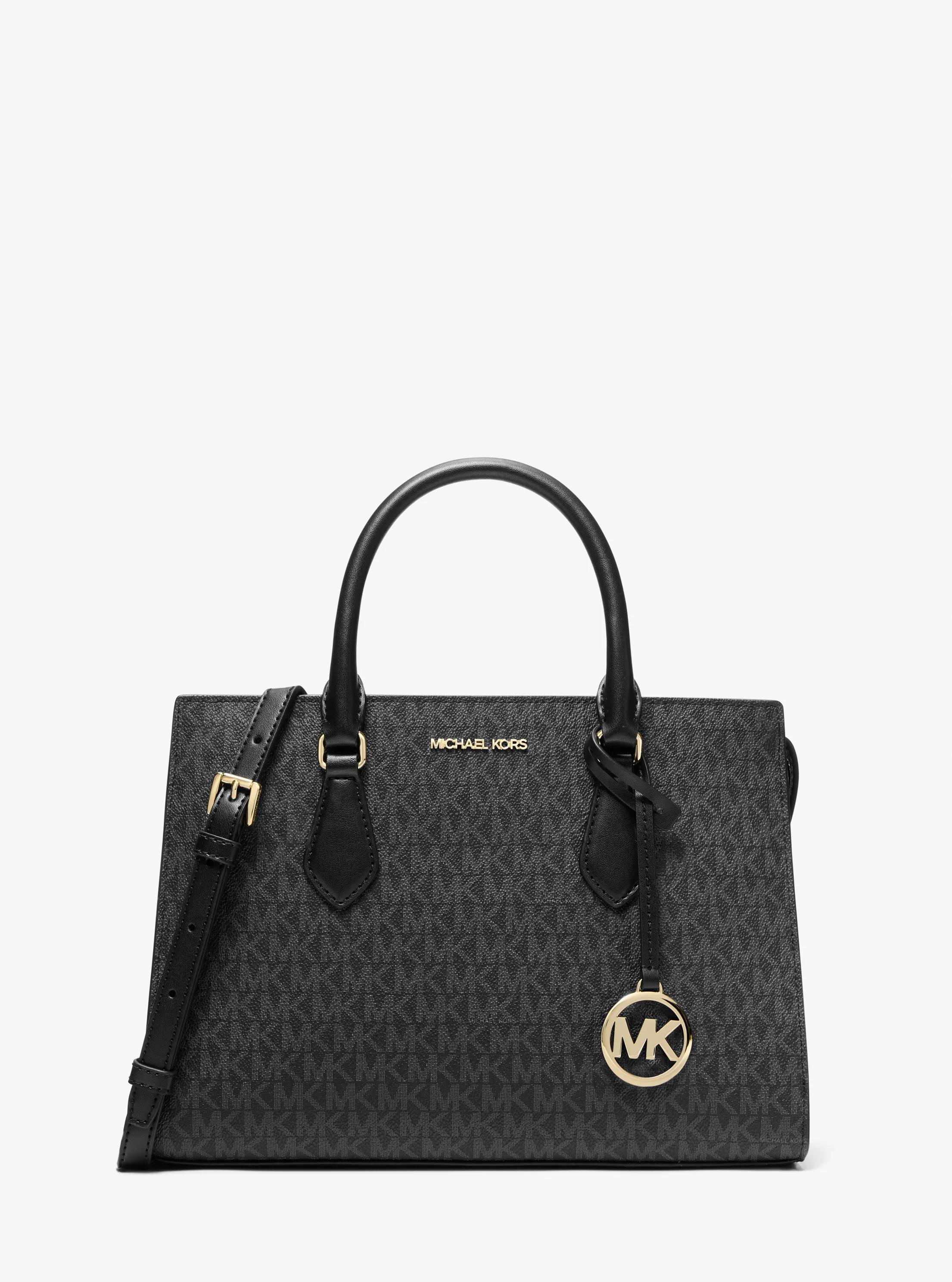 Sheila Medium Logo Satchel in BLACK | Michael Kors