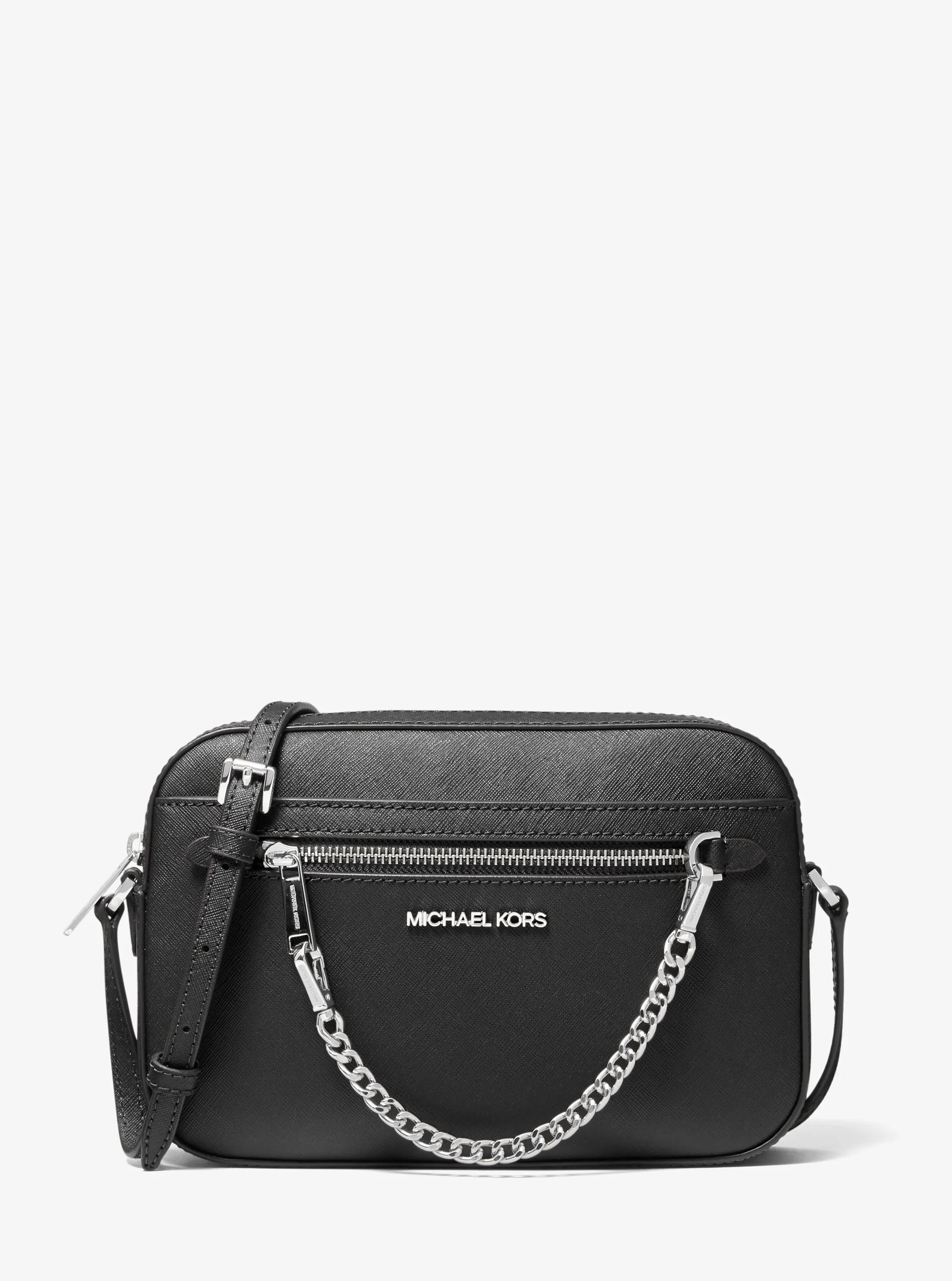 Jet Set Large Saffiano Leather Crossbody Bag in BLACK | Michael Kors