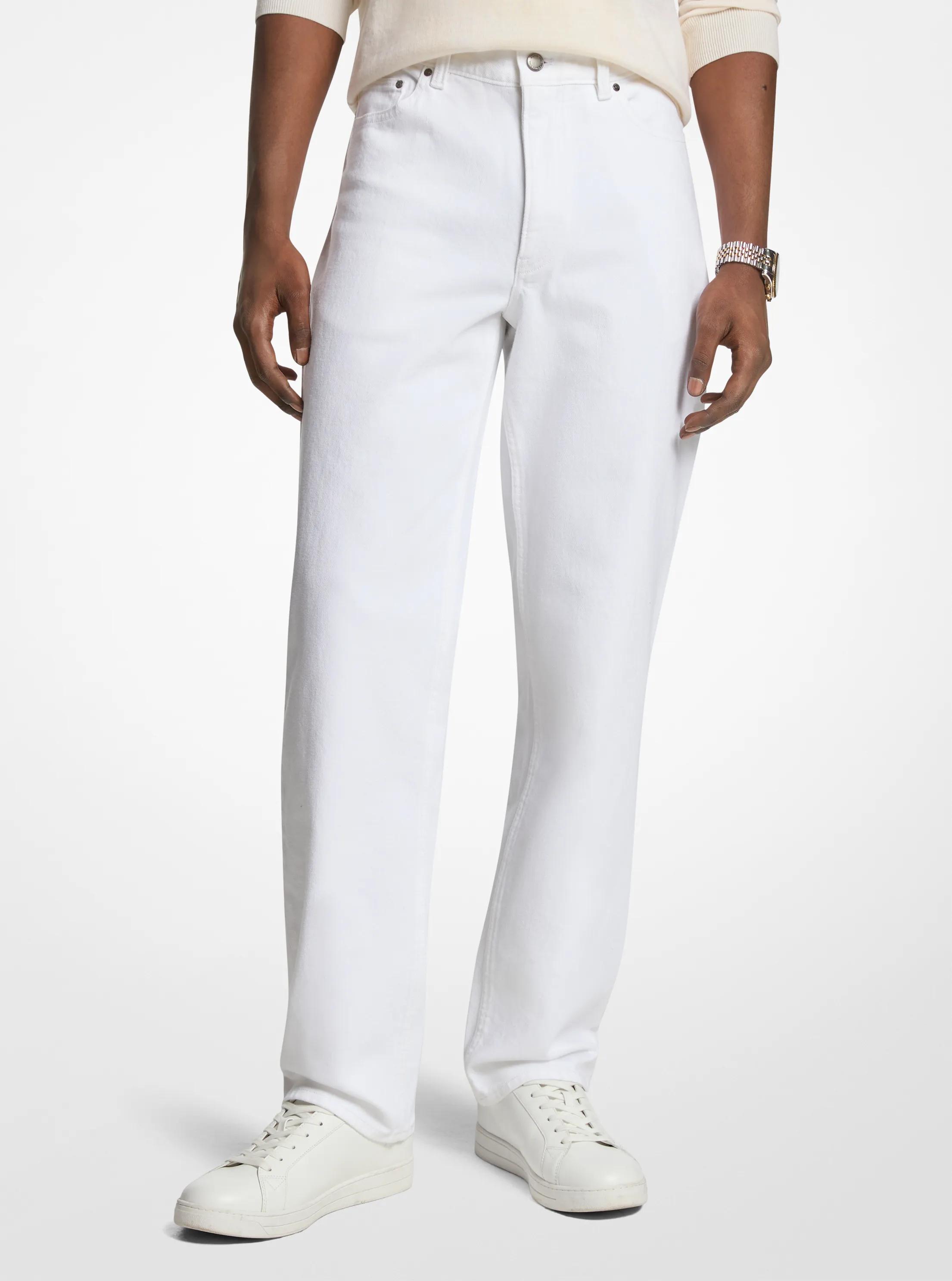 MK Jean Finn en denim extensible à coupe droite - Blanc - Michael Kors