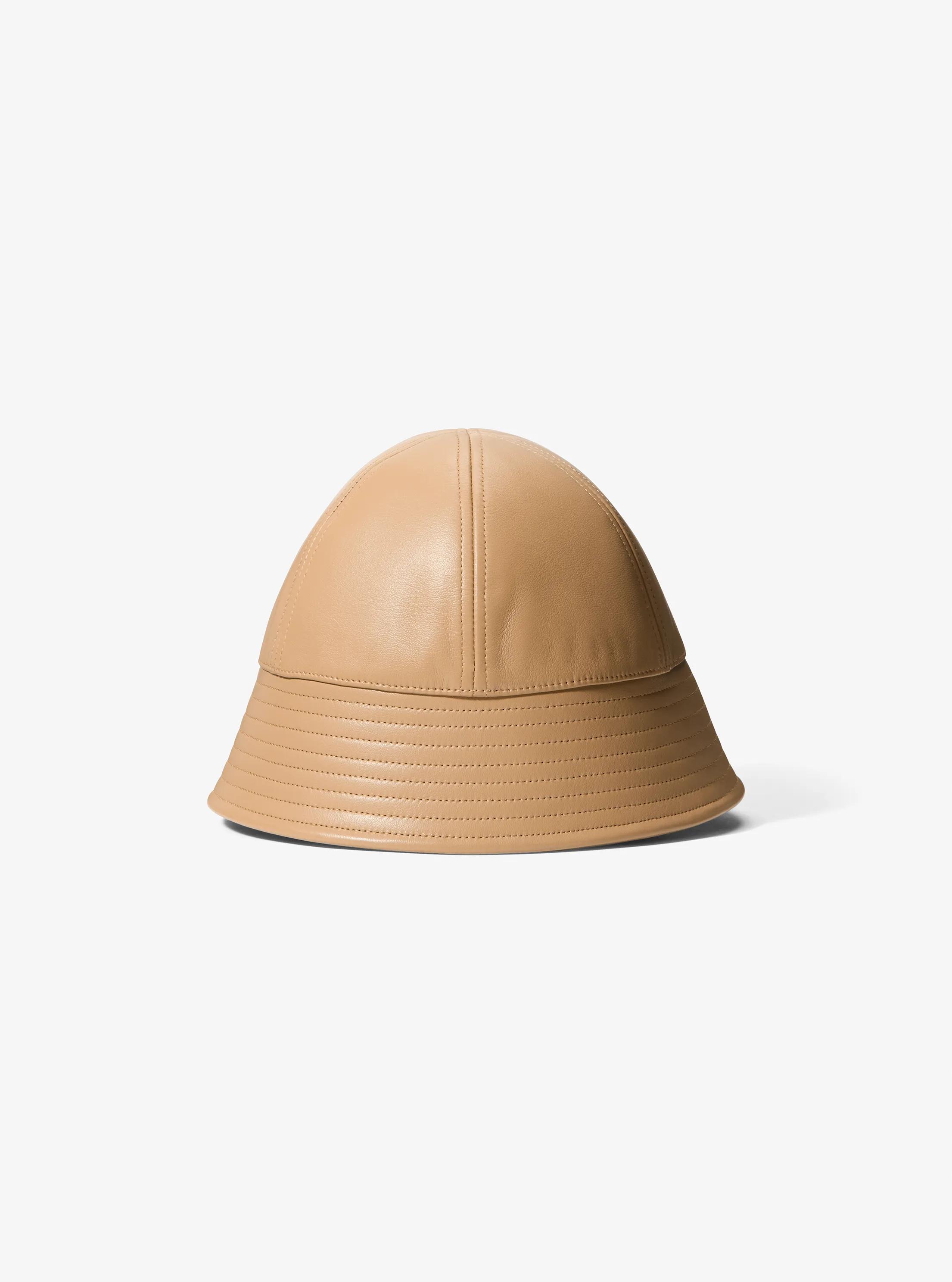 Michael Kors Leather Bucket Hat In Natural