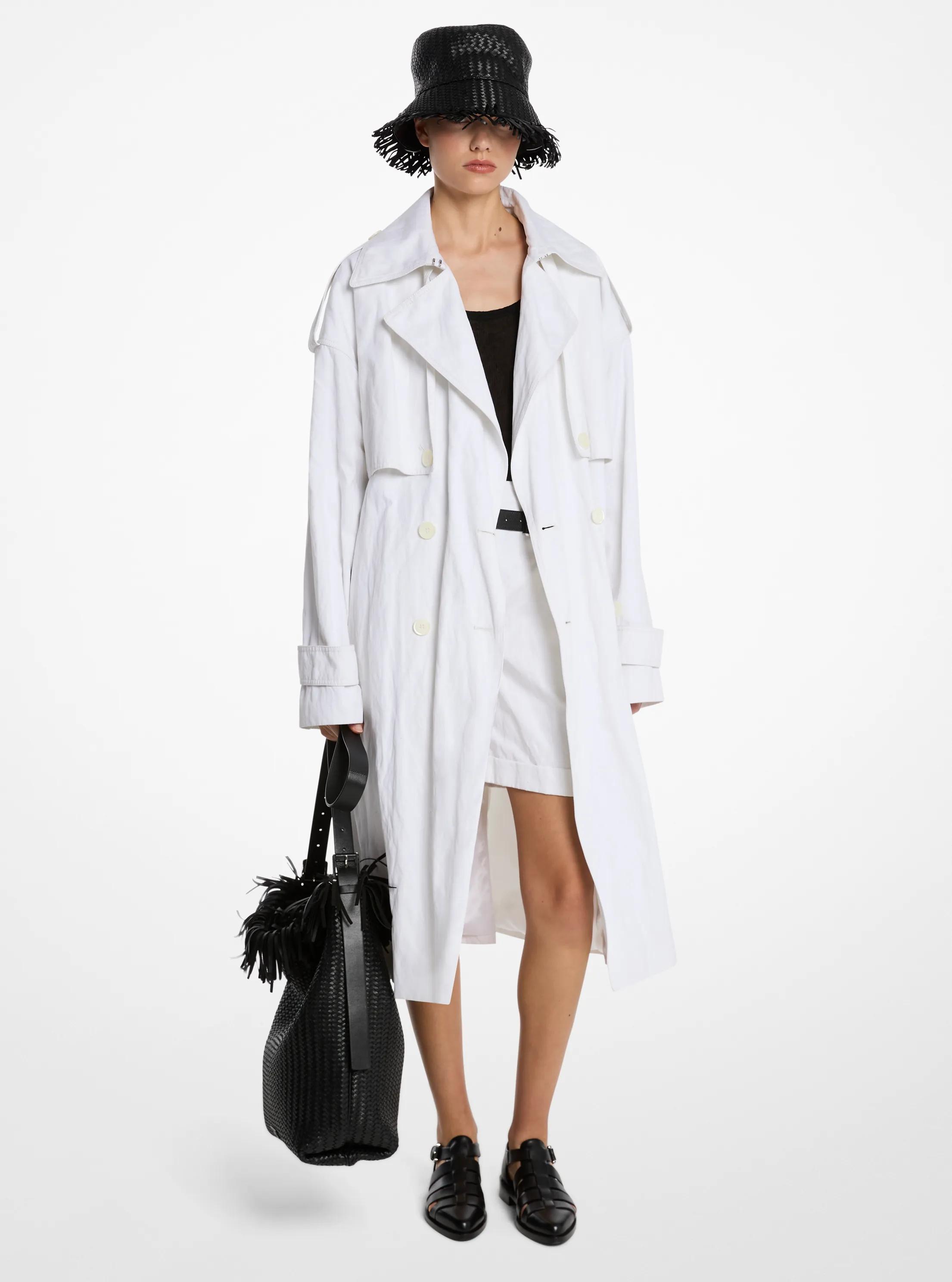 Crushed Cotton Gabardine Trench Coat