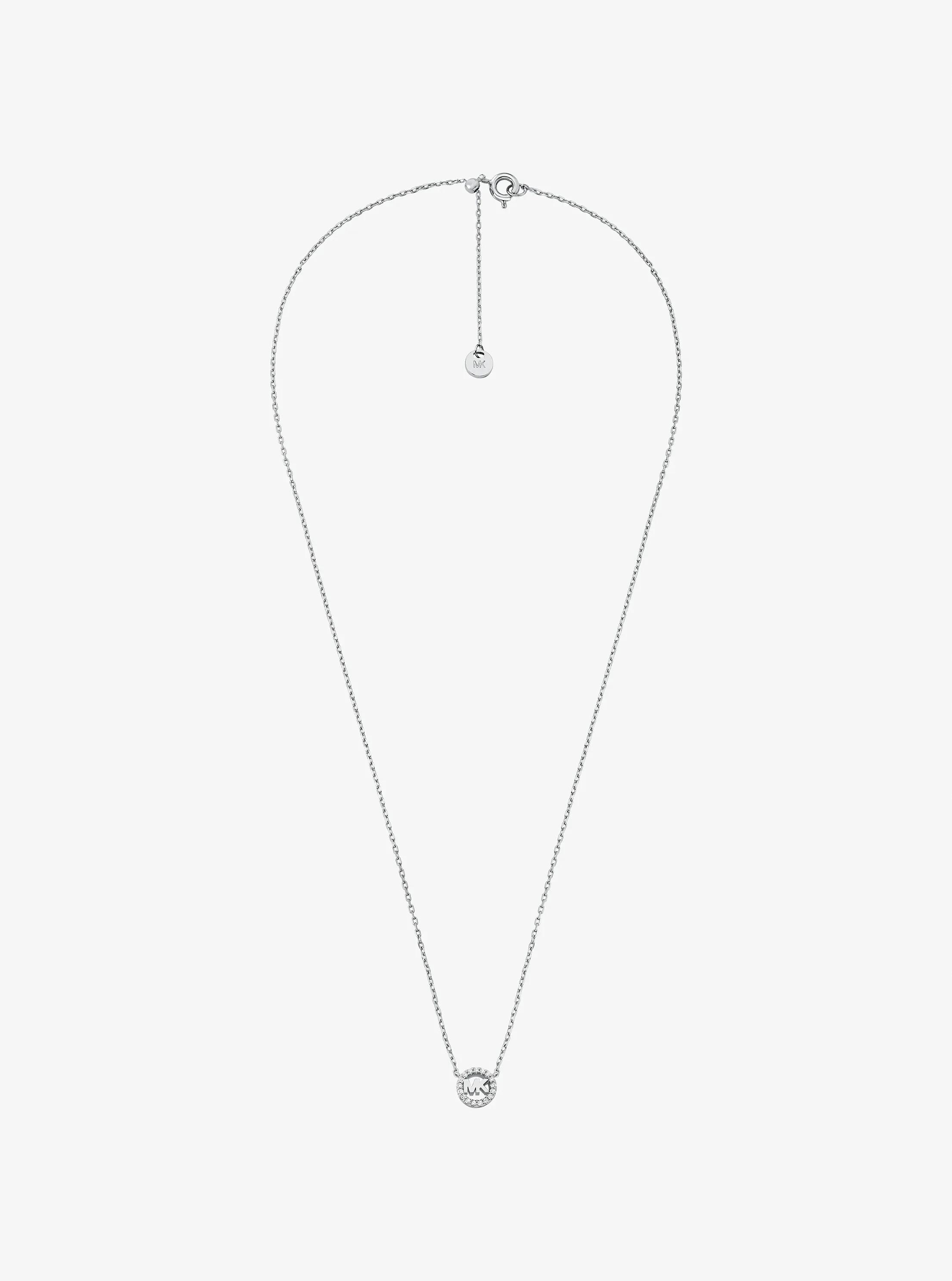 Pav&eacute; Logo Charm Necklace in SILVER | Michael Kors