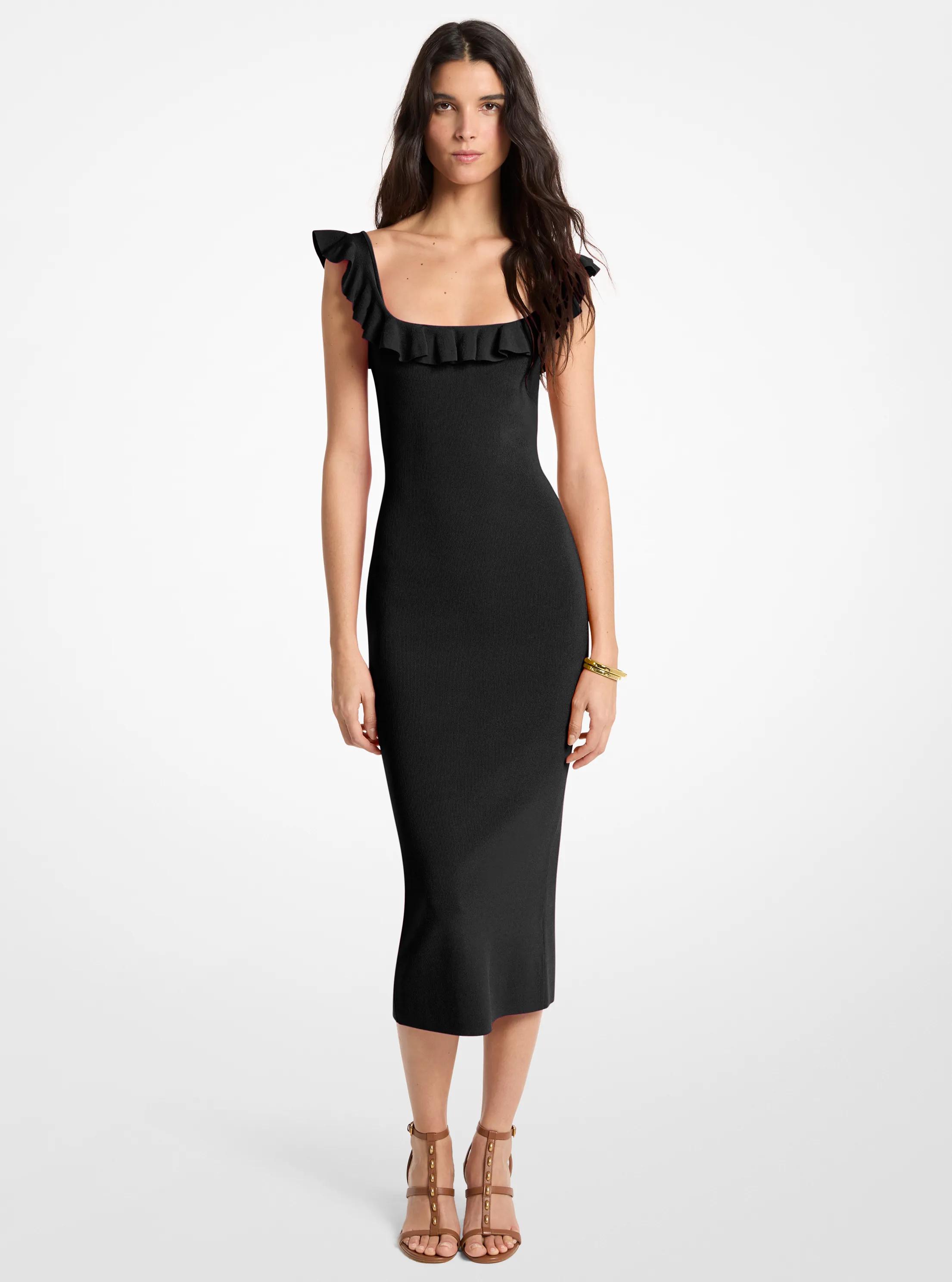 Ruffled Stretch Viscose Midi Dress 97$