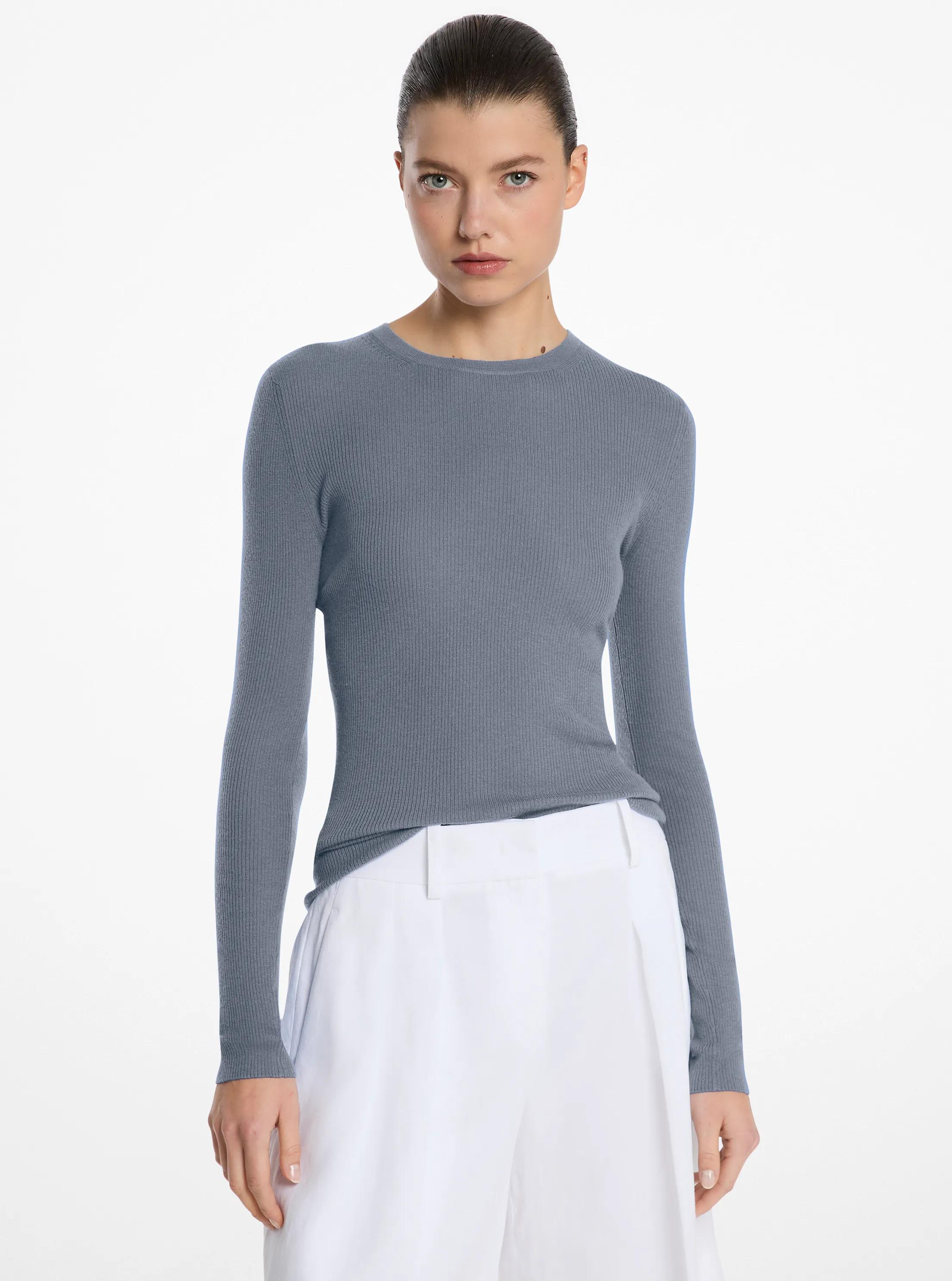 Hutton Featherweight Cashmere Sweater in LAKE | Michael Kors
