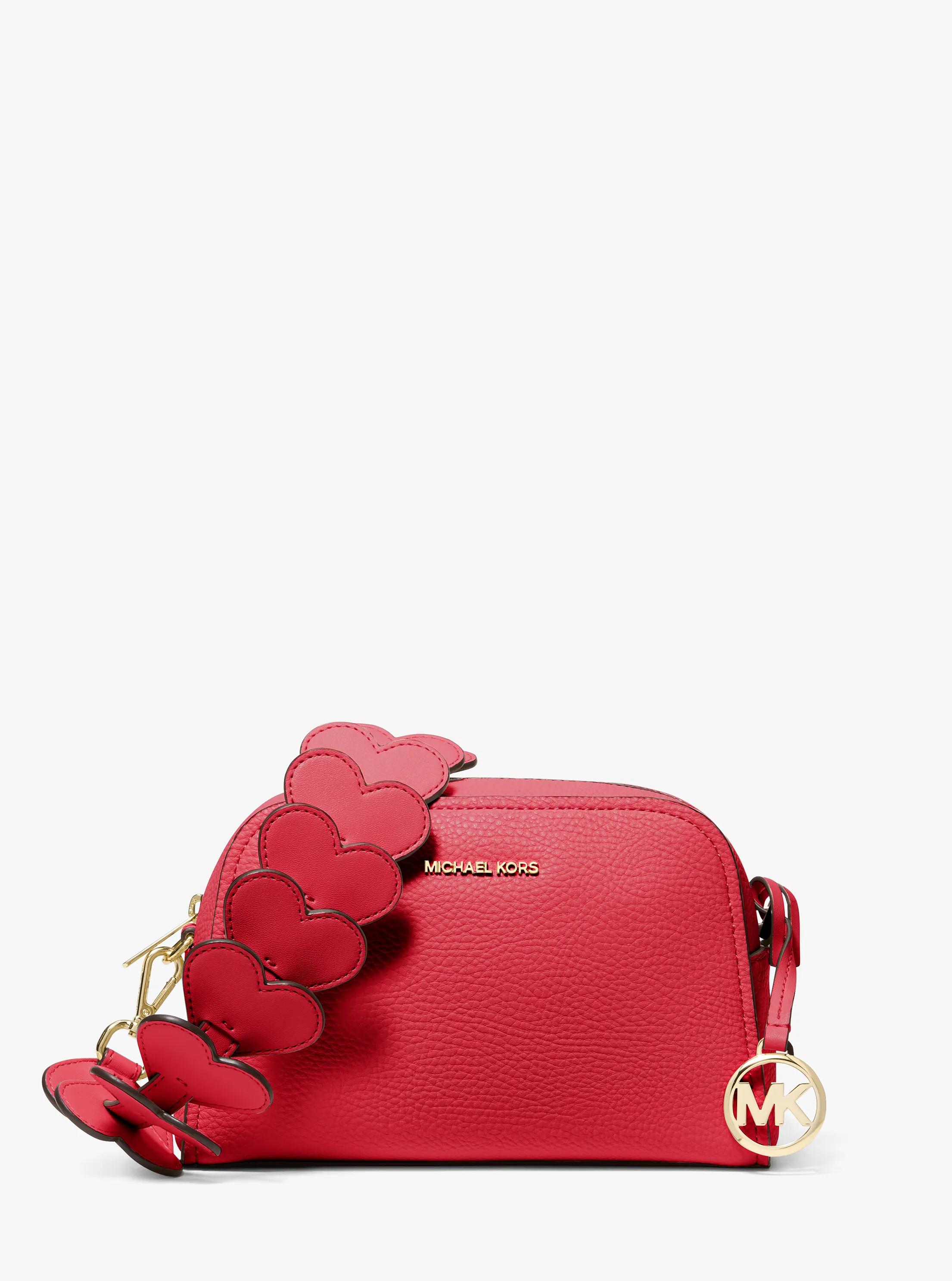 Ashton Extra-Small Heart Embellished Strap Camera Crossbody Bag in BRIGHT RED | Michael Kors