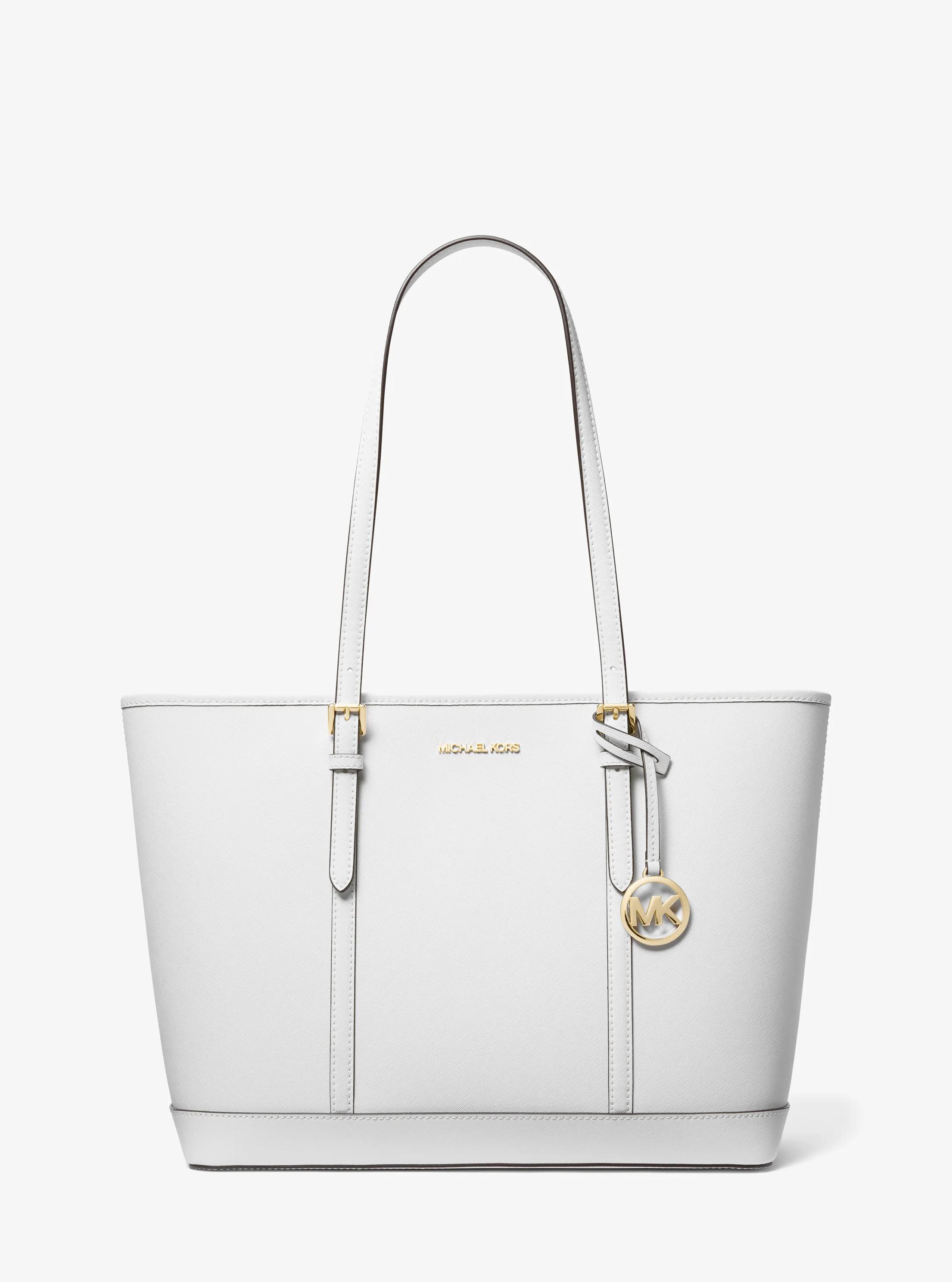 Jet Set Travel Large Saffiano Leather Tote Bag in OPTIC WHITE | Michael Kors
