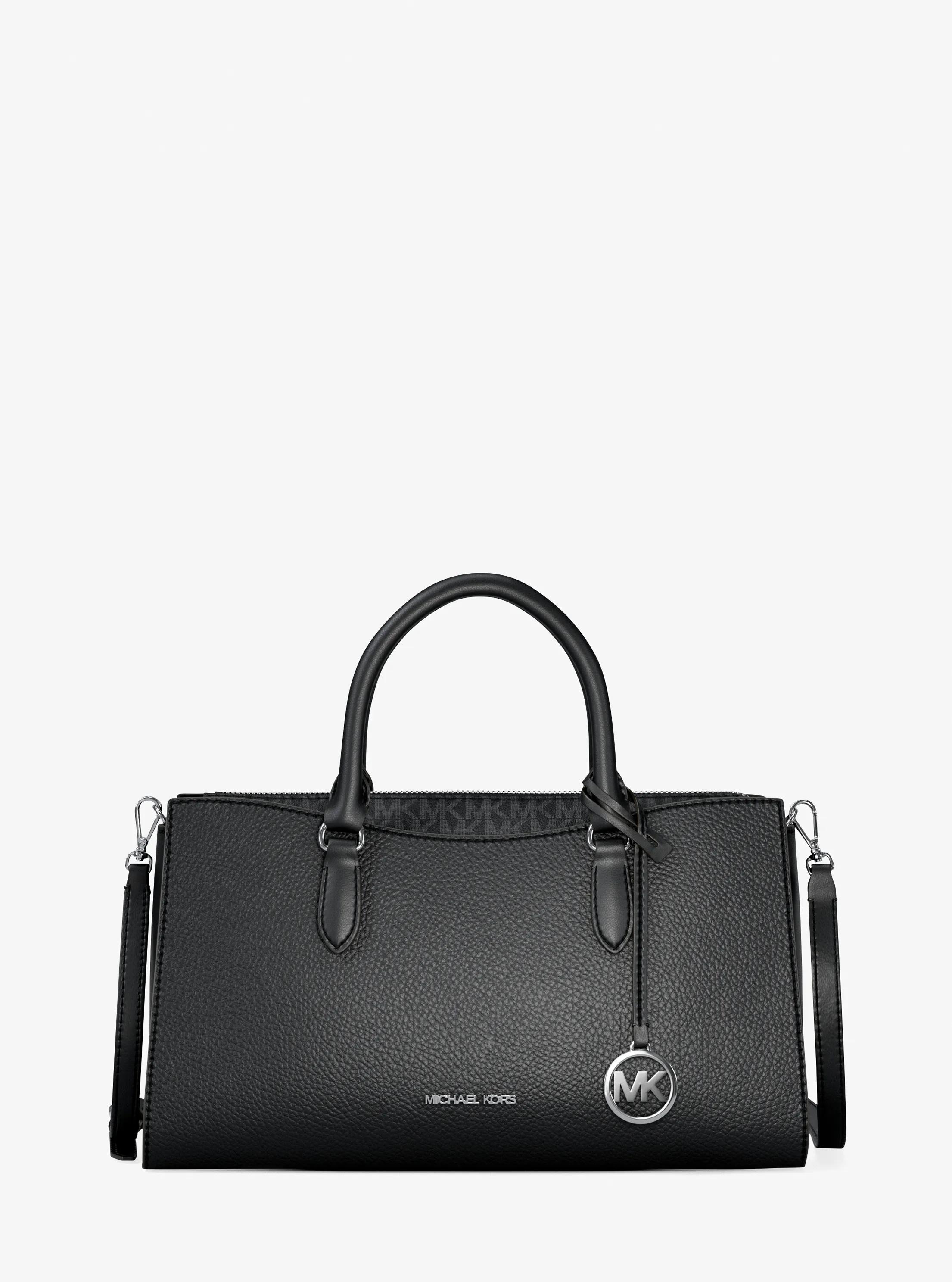 MICHAEL KORS マップバッグ Arden Medium Pebbled Leather and Signature Logo Top-Zip Satchel in