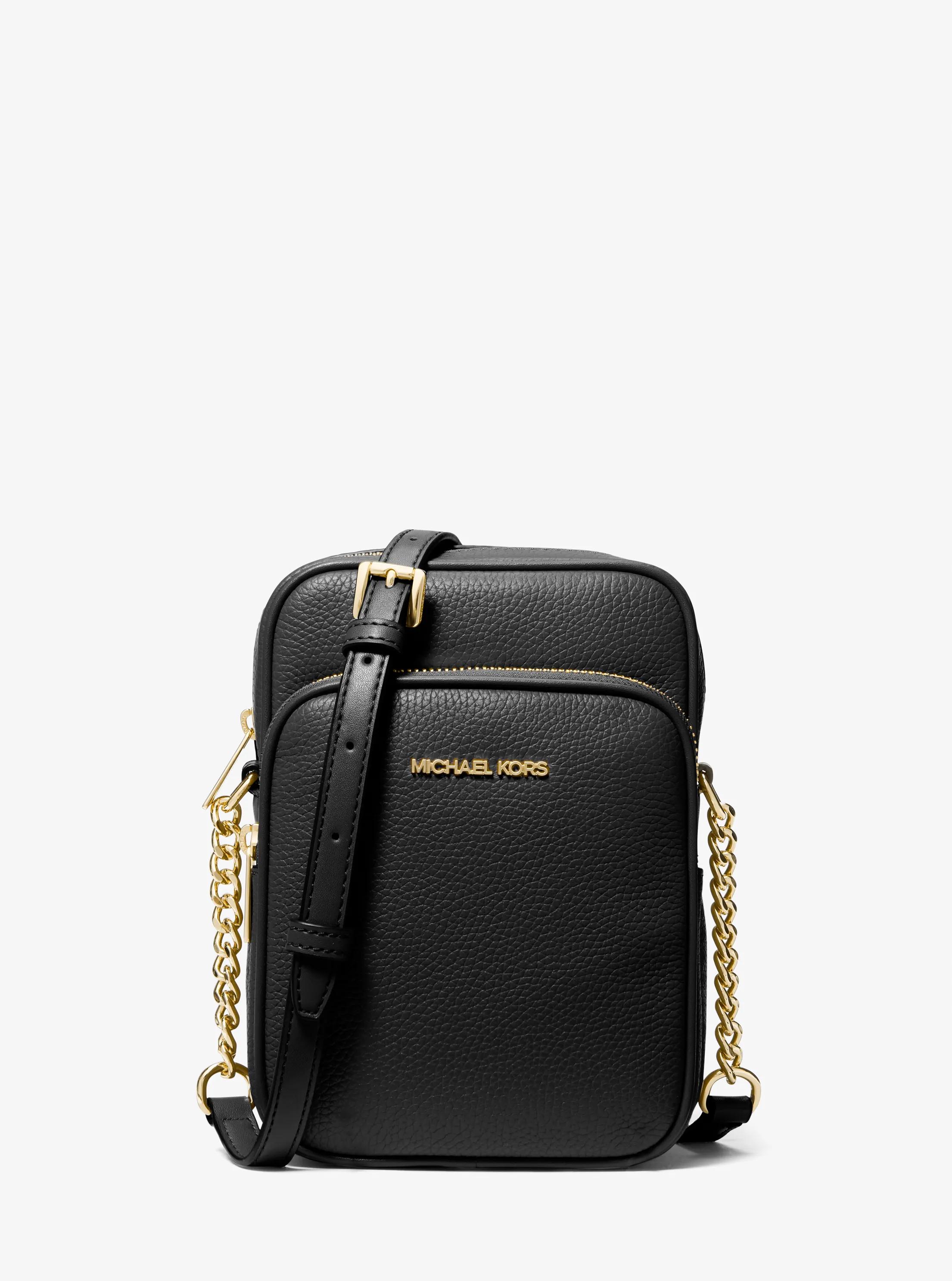 Jet Set Travel Medium Pebbled Leather Crossbody Bag in BLACK | Michael Kors