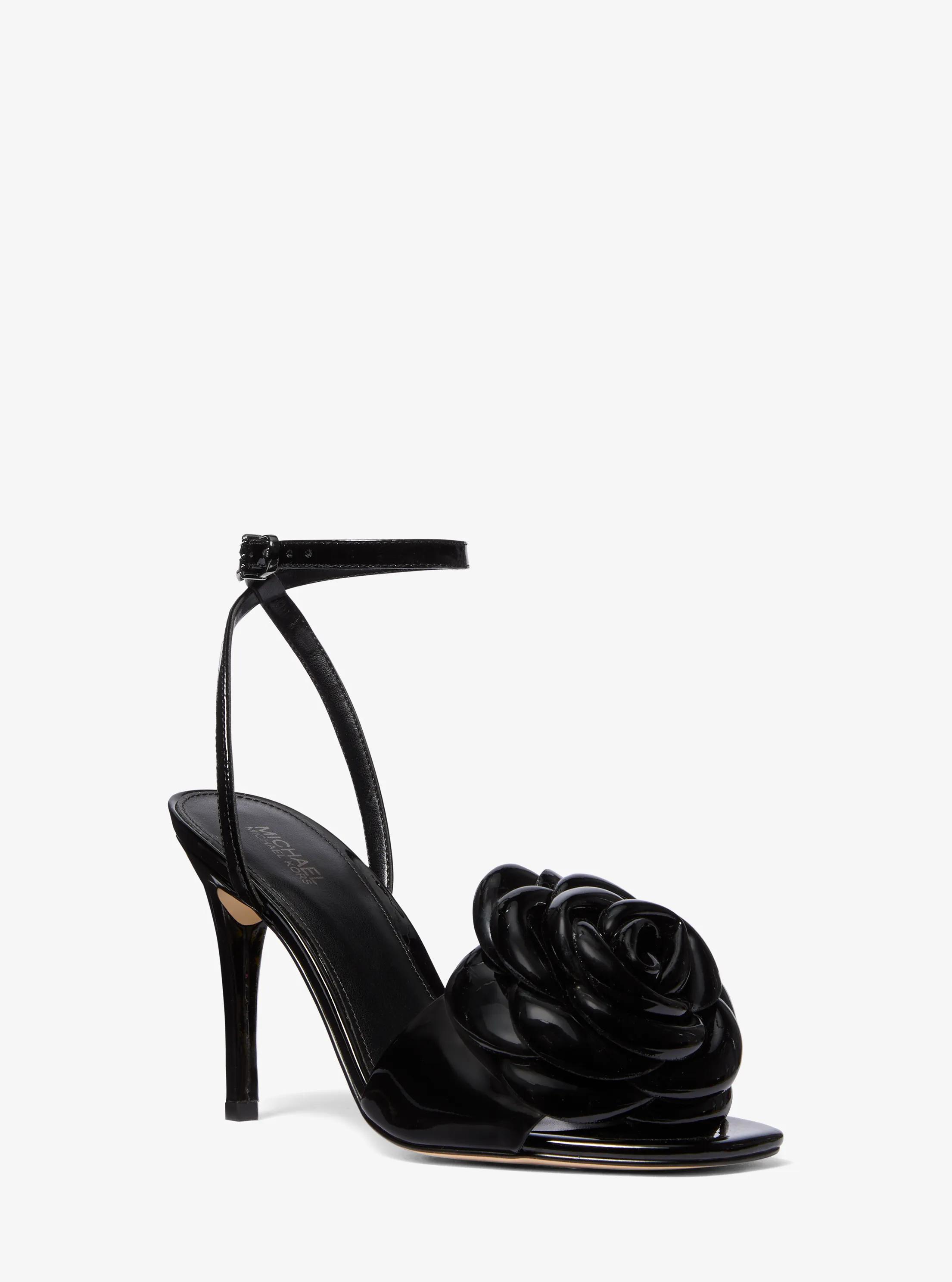 Elodie Patent Leather Sandal in BLACK | Michael Kors