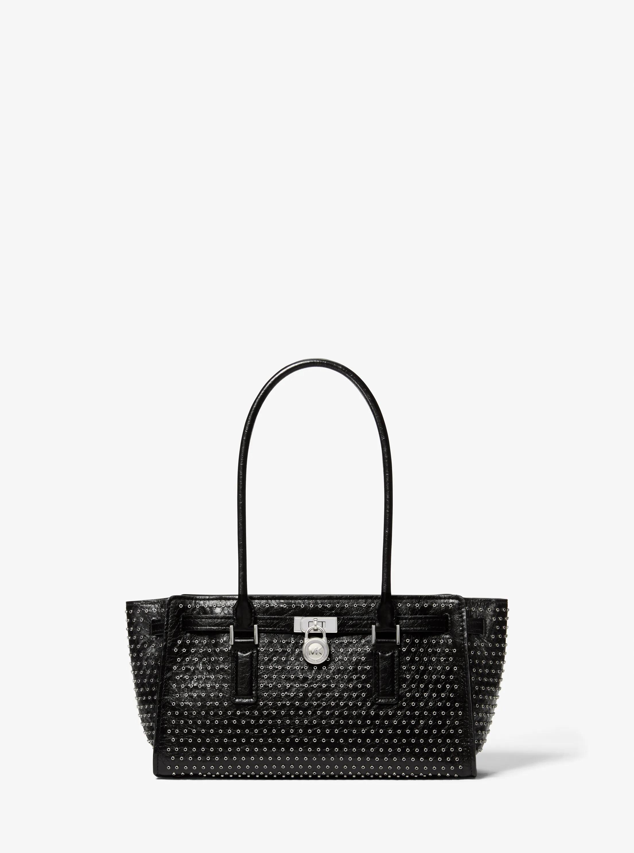 Hamilton Moderne Small Grommeted Leather Satchel in BLACK | Michael Kors
