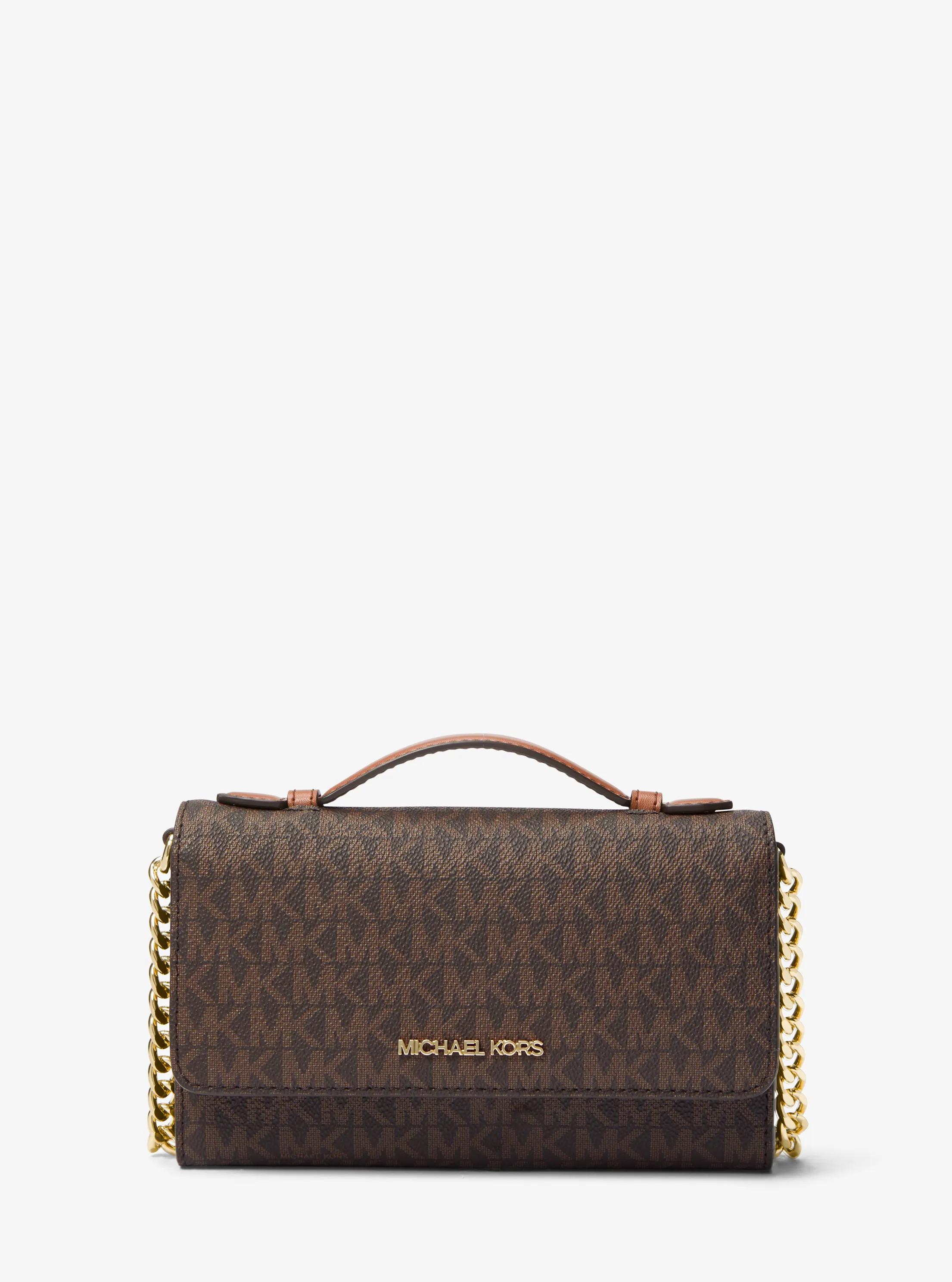 Jet Set Travel Medium Logo Smartphone Crossbody Bag in LUGGAGE | Michael Kors