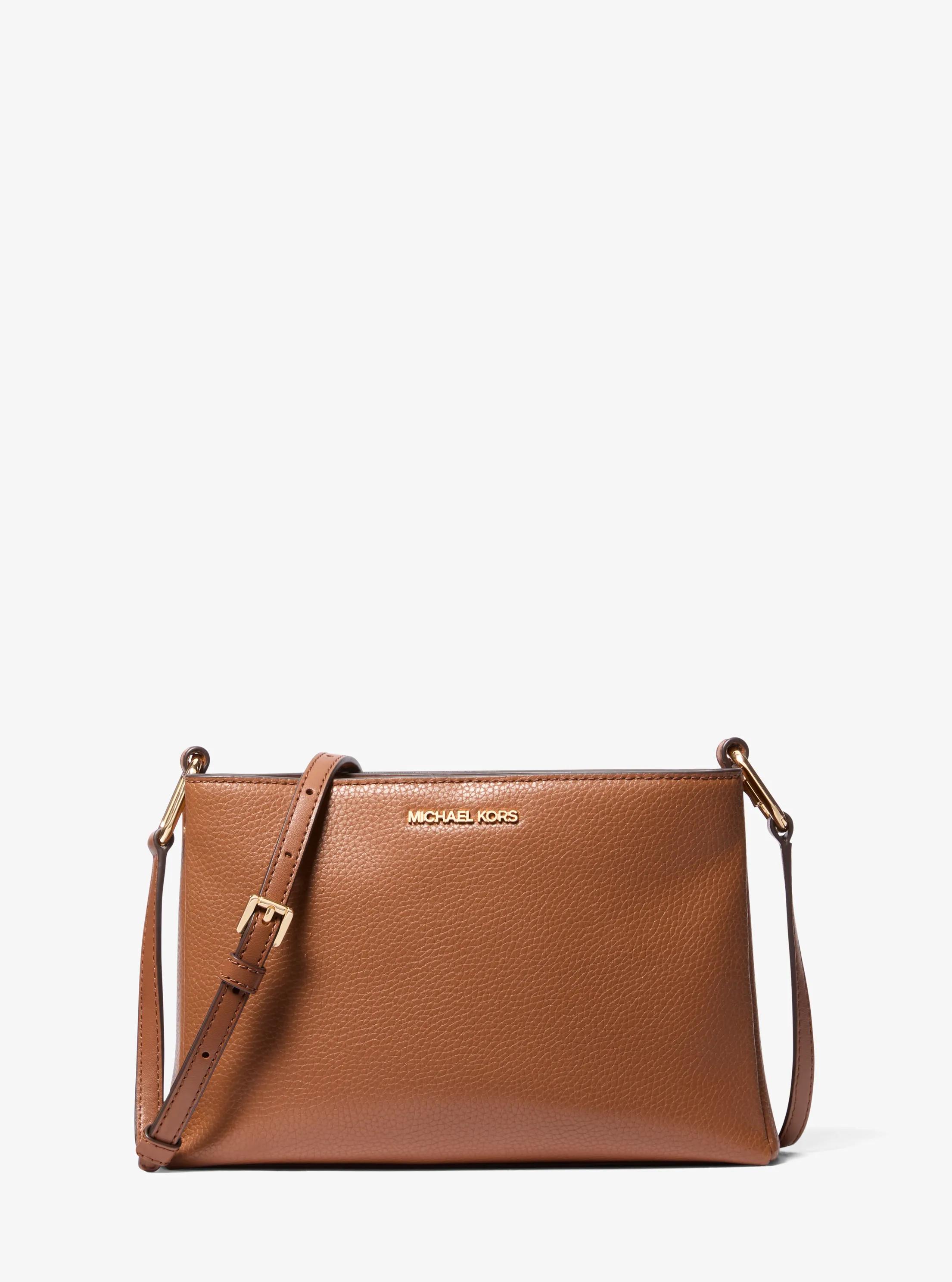 Sac &agrave; bandouli&egrave;re Trisha de taille moyenne en cuir grain&eacute; in LUGGAGE | Michael Kors