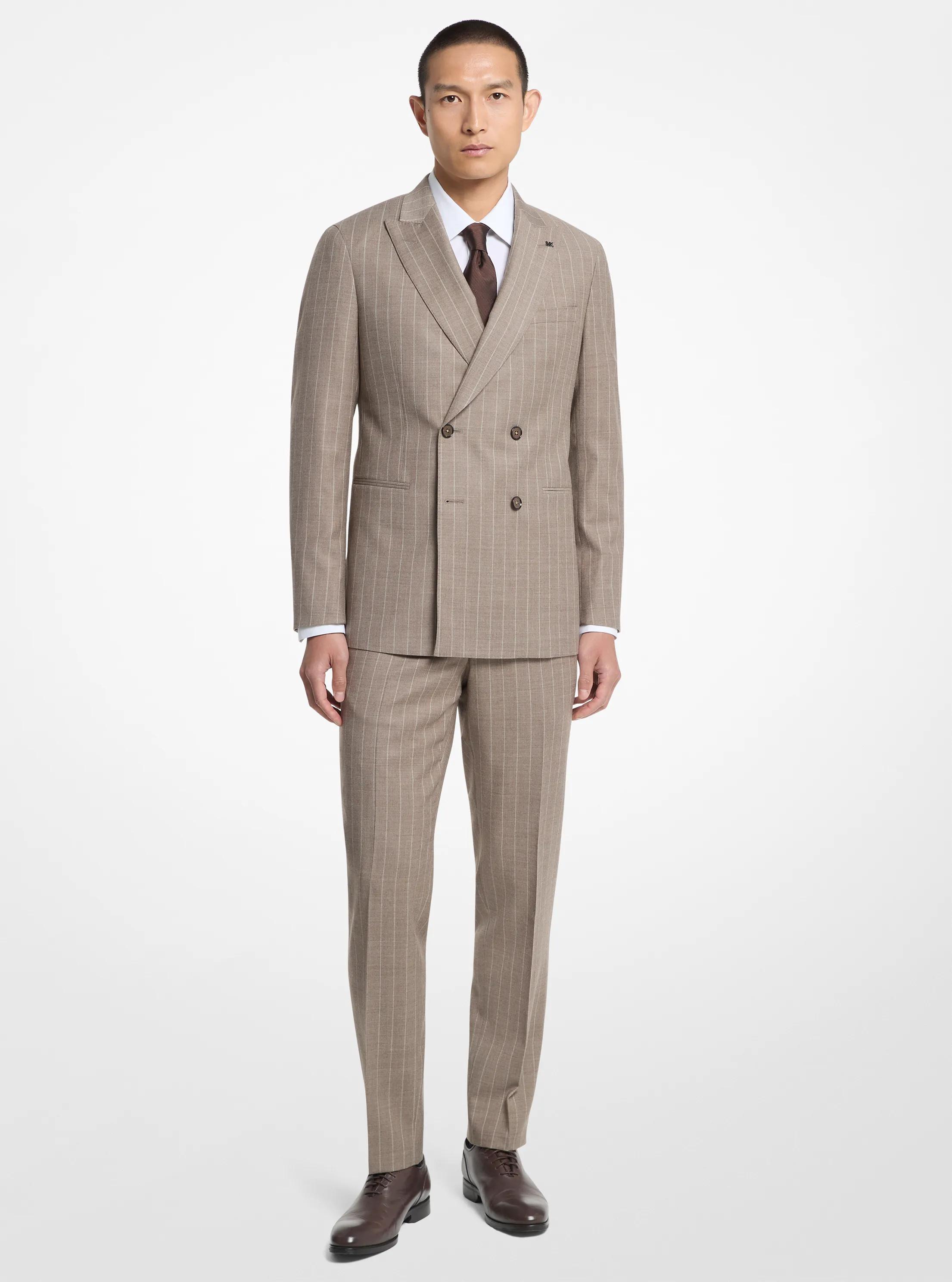 MK Blazer à rayures en flanelle de laine mélangée - Naturel - Michael Kors