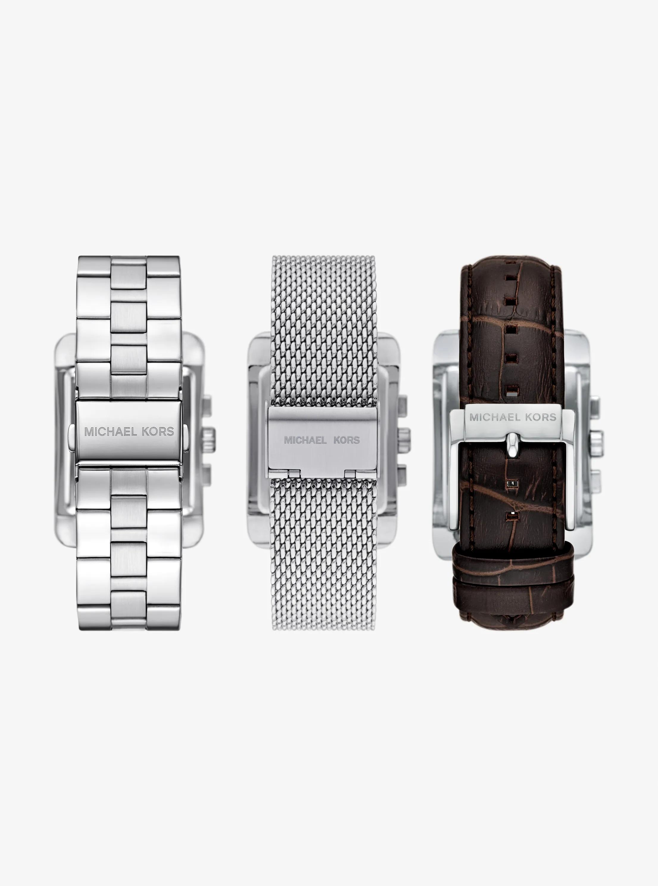 Monroe Silver-Tone Watch Strap Set
